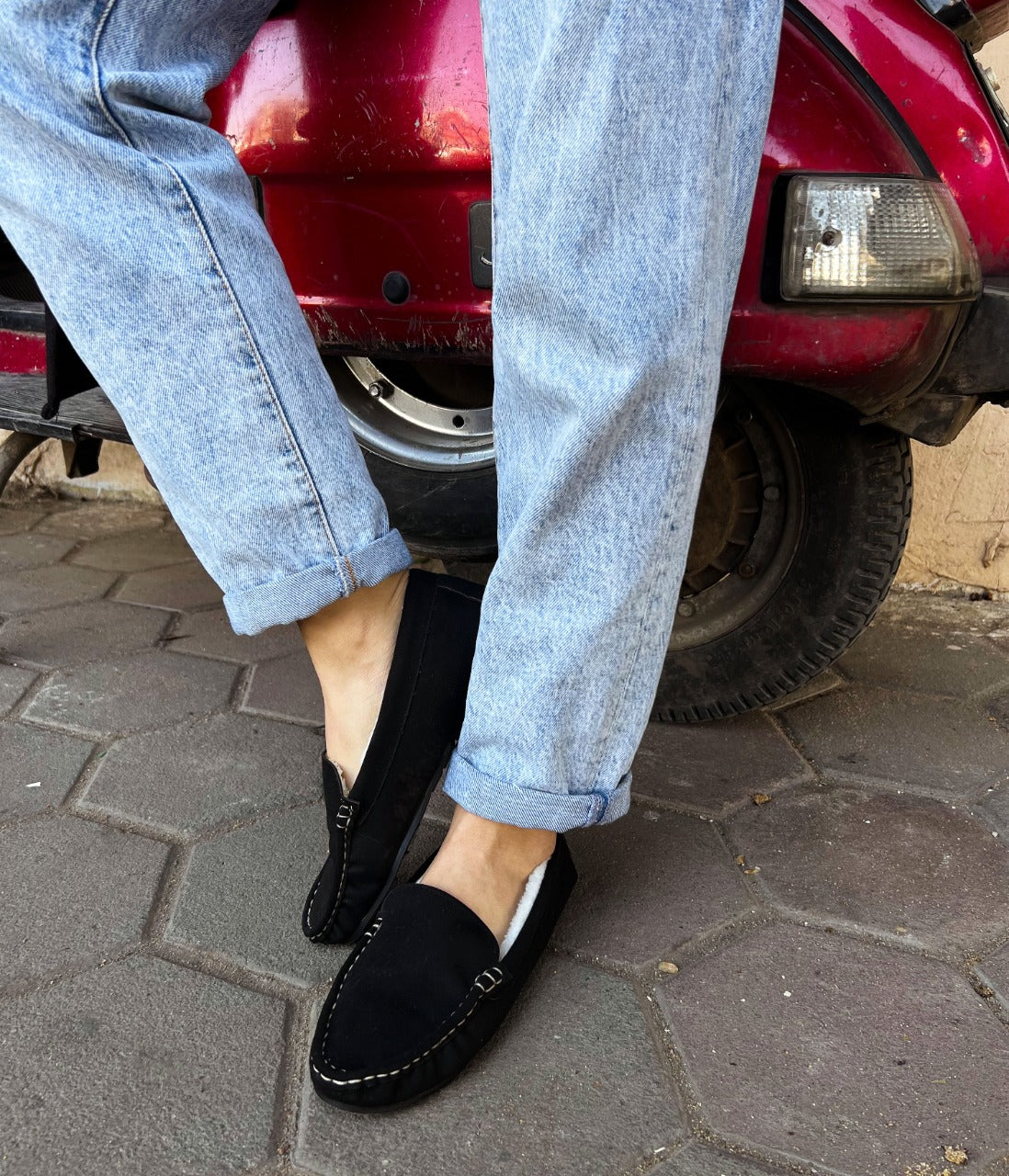 Mens fur best sale lined loafers