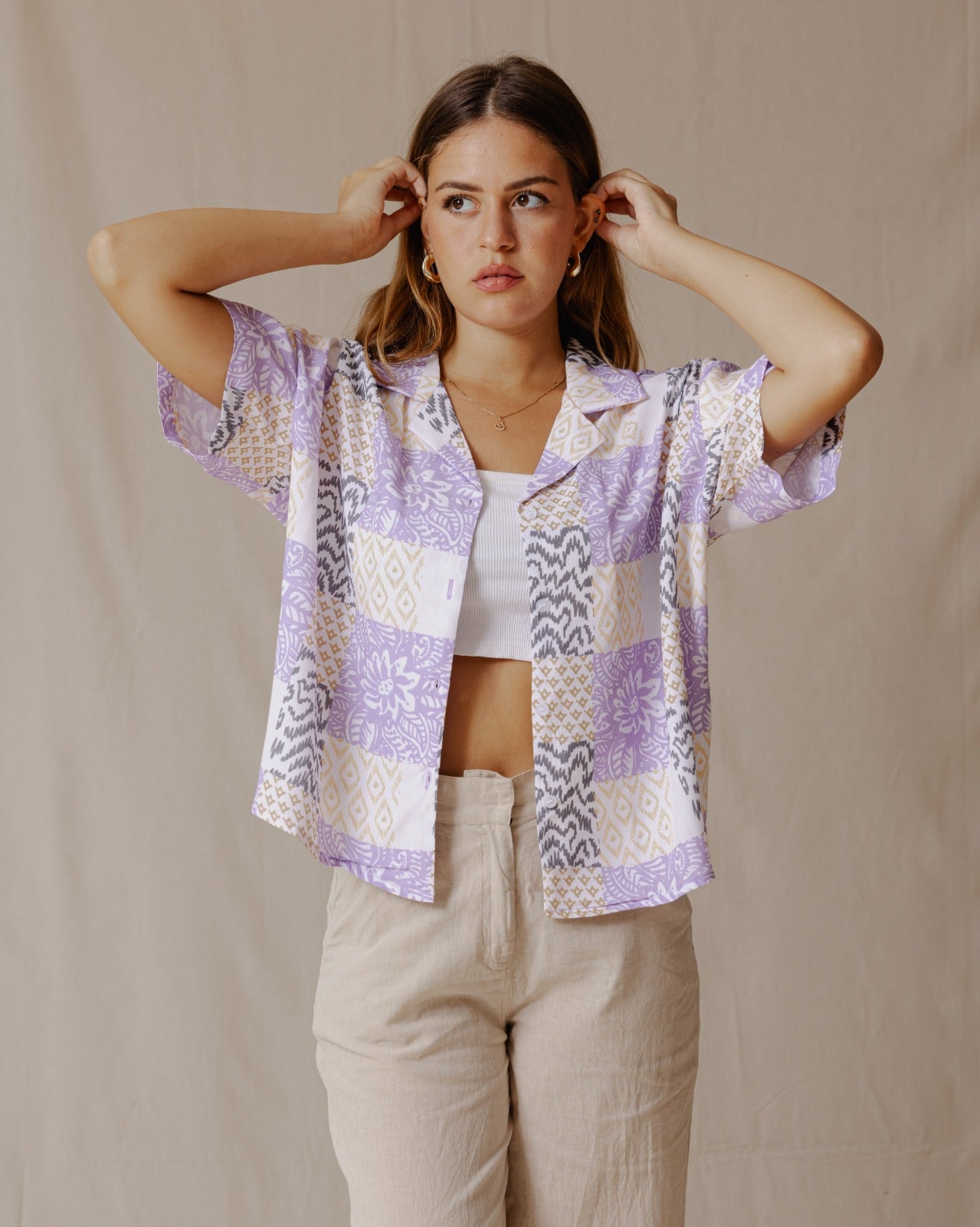 Summer Patchwork Shirt Purple