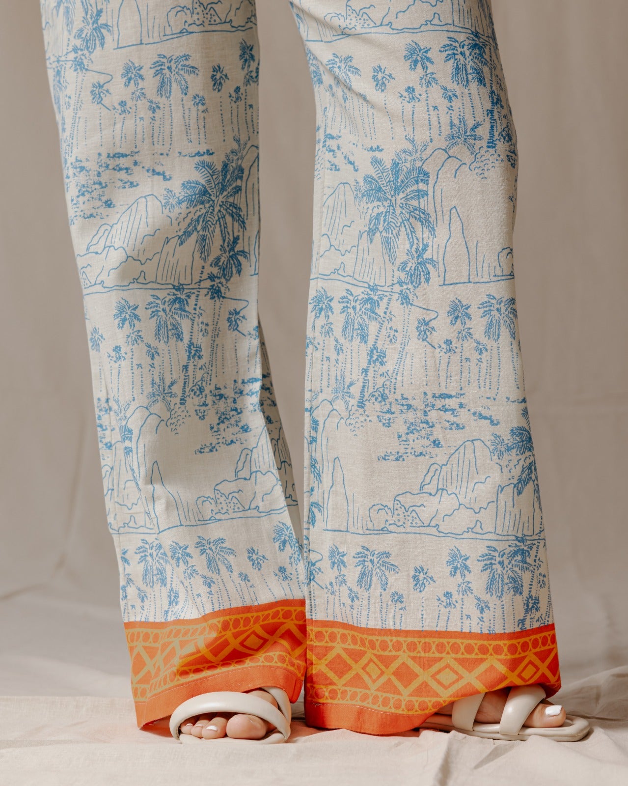 Coast Palm Linen Pants Blue