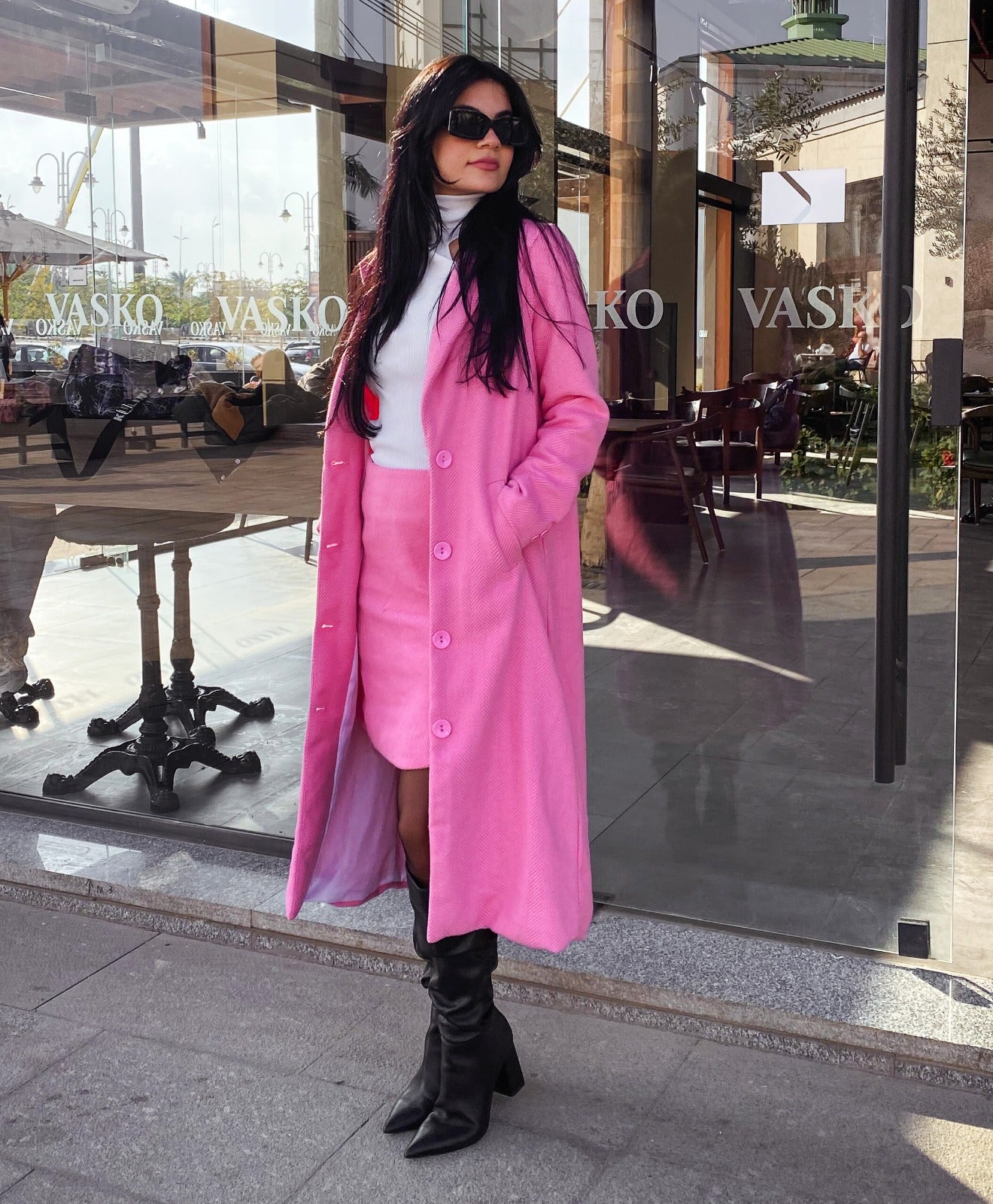 Camilla Tweed Coat Pink