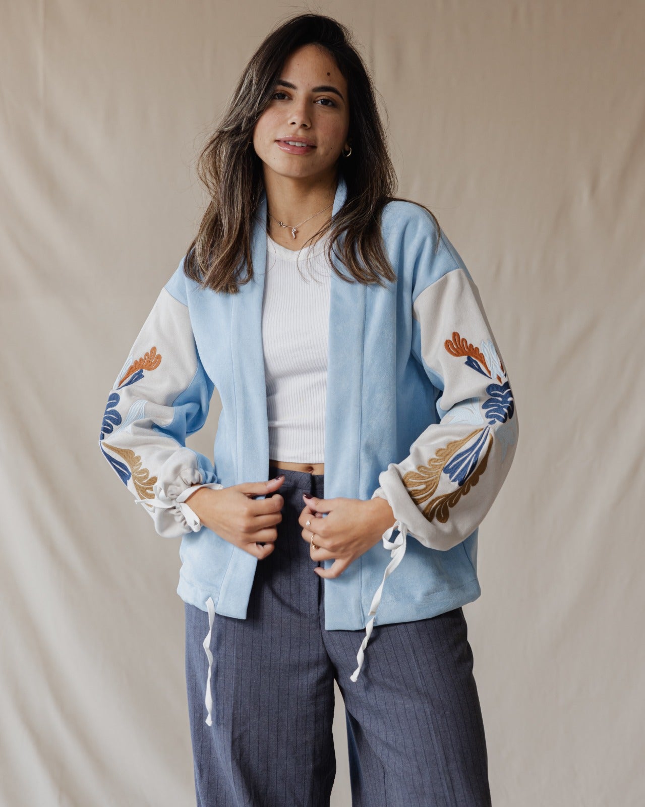 Shiraz Bloom Jacket In Baby Blue