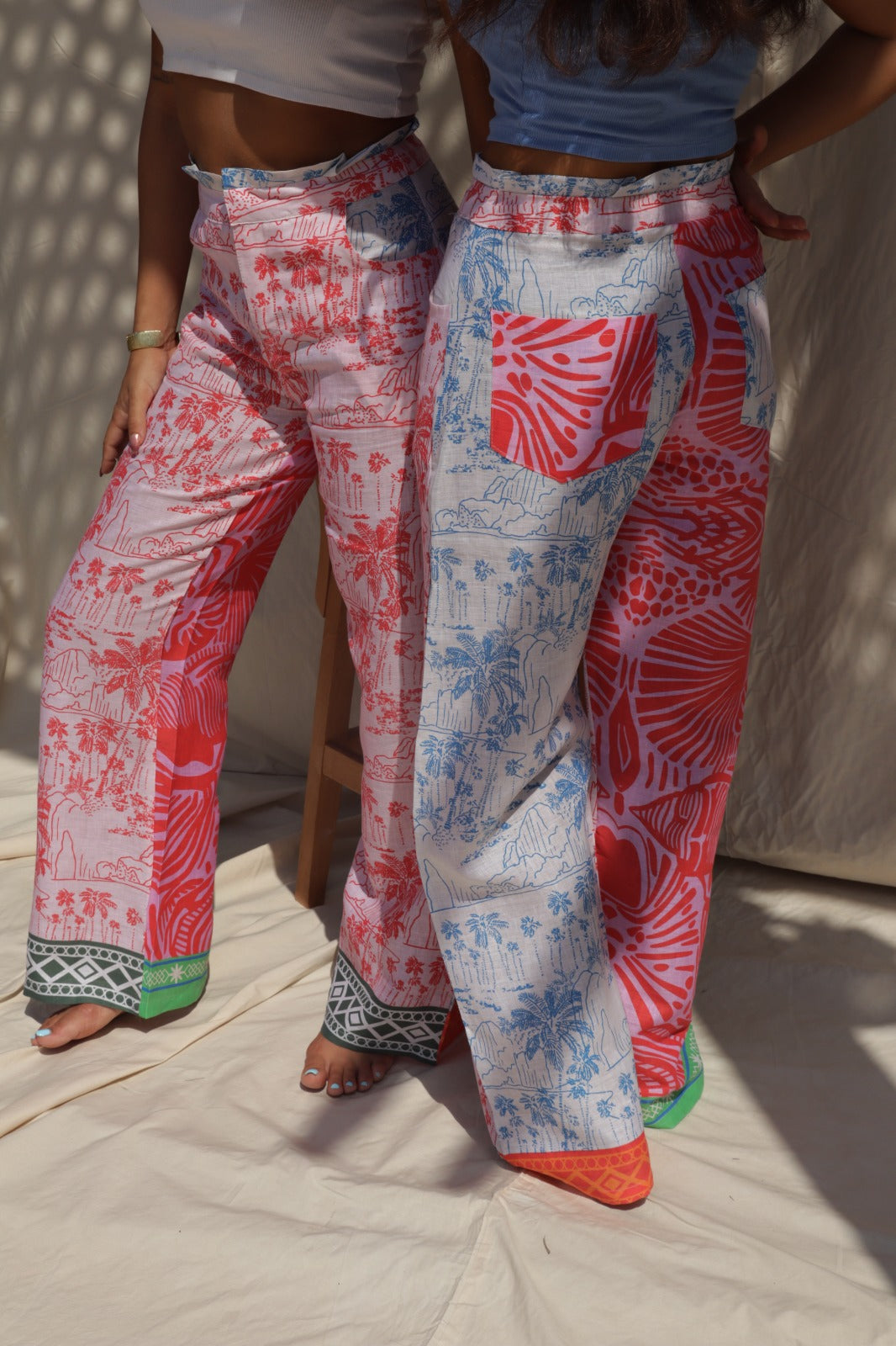 Multiprint Patchwork Linen Pants