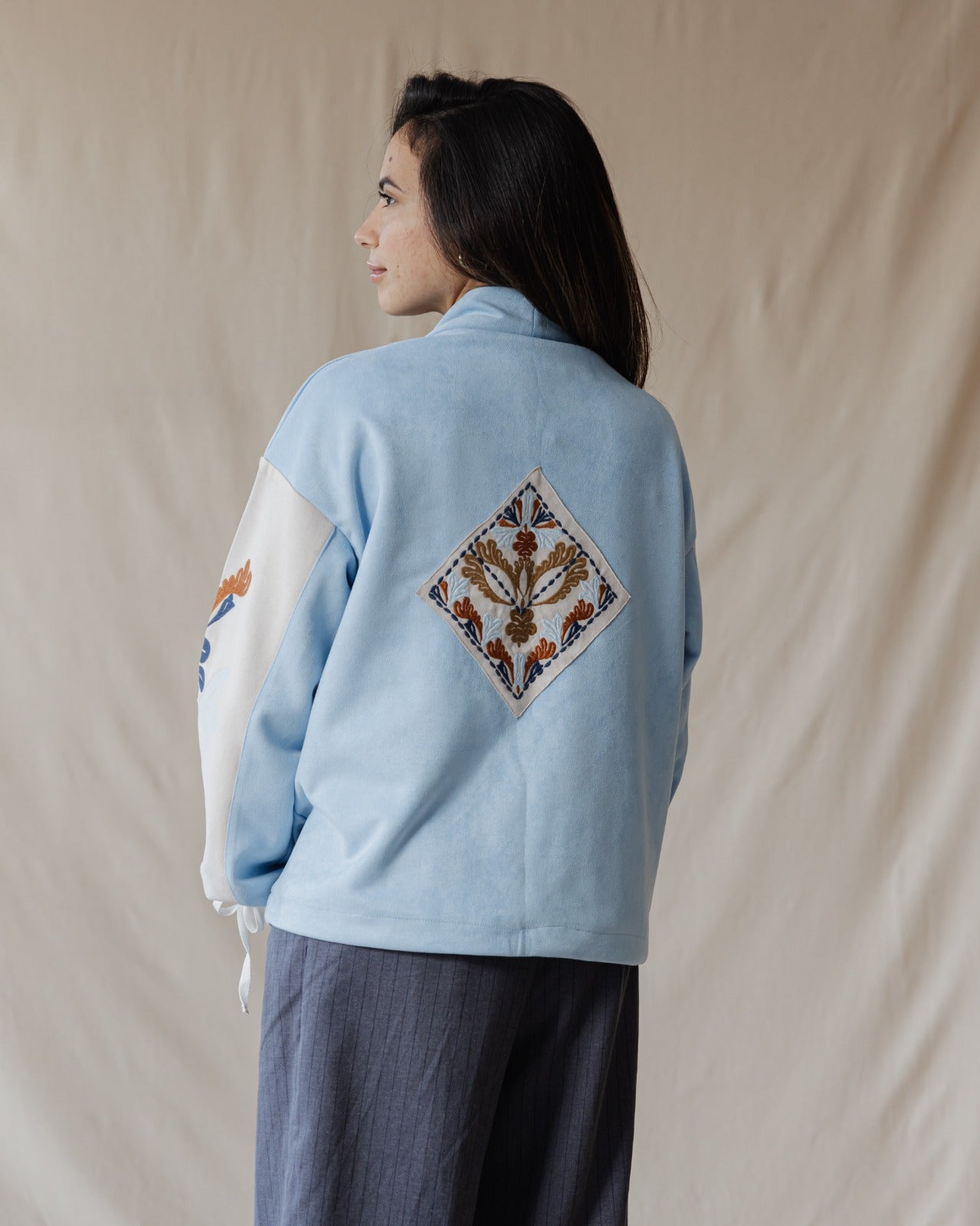 Shiraz Bloom Jacket In Baby Blue