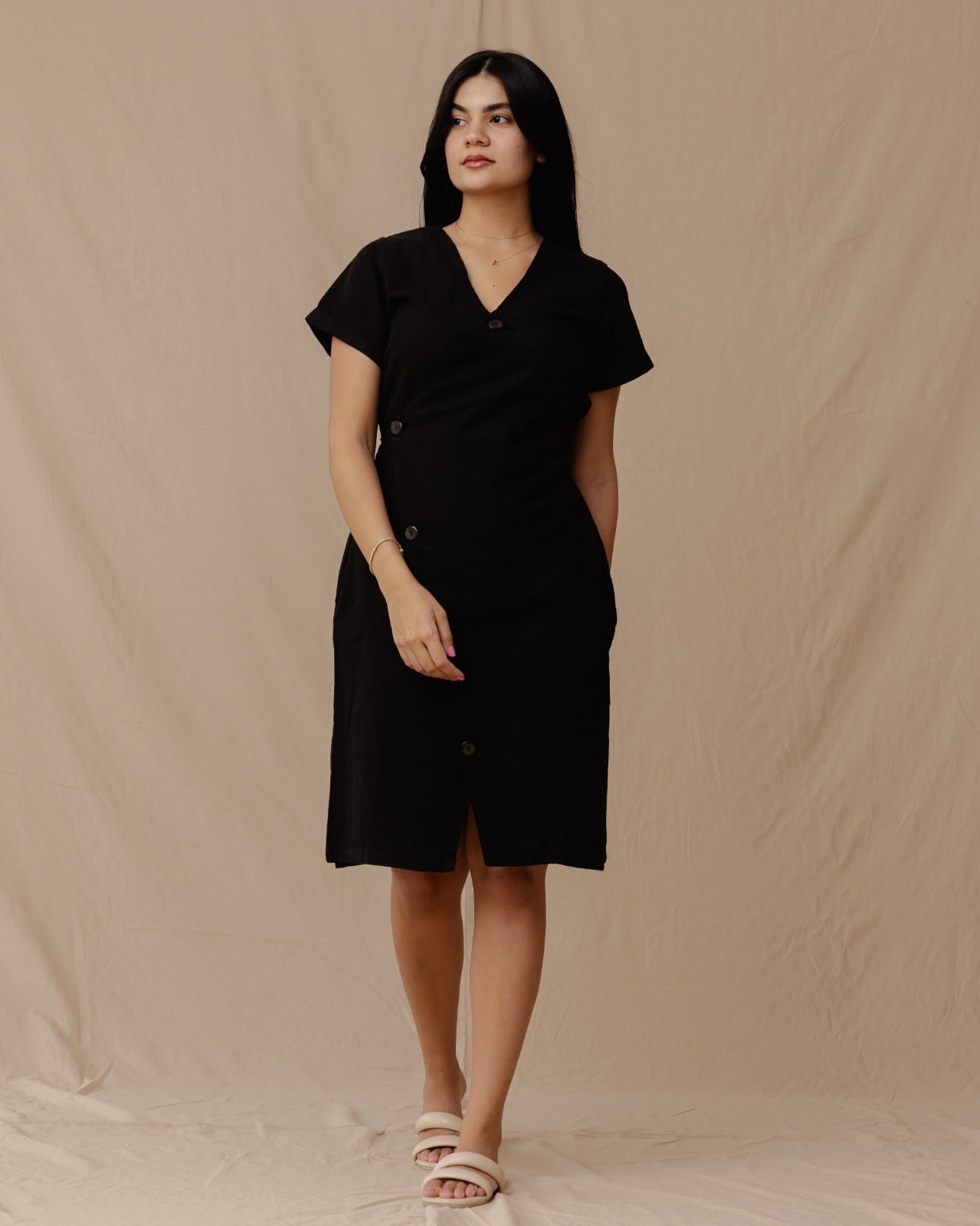 Resort Linen Dress Black