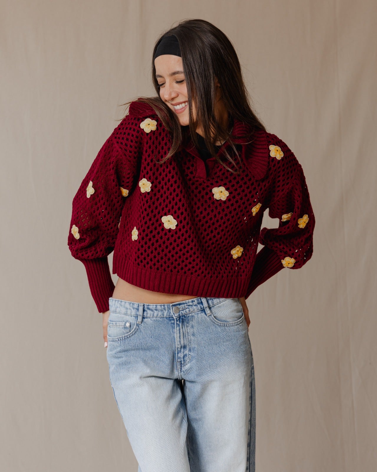 Yasmine Hendi Sweater In Burgundy