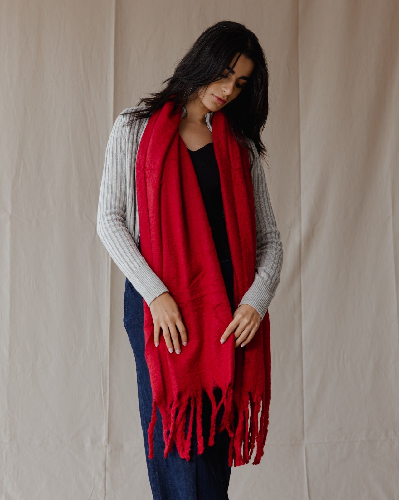 Plain Winter Scarf Red