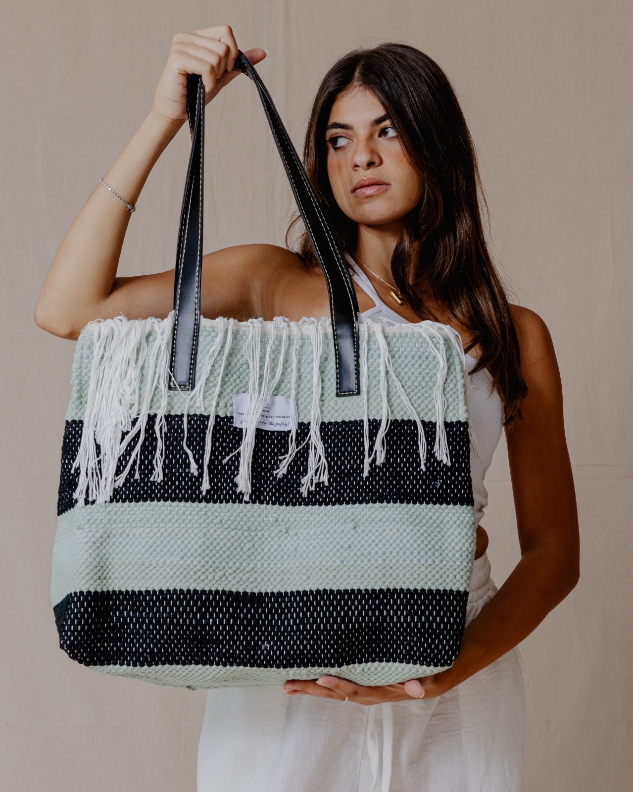 Kilim Tote Black X Mint