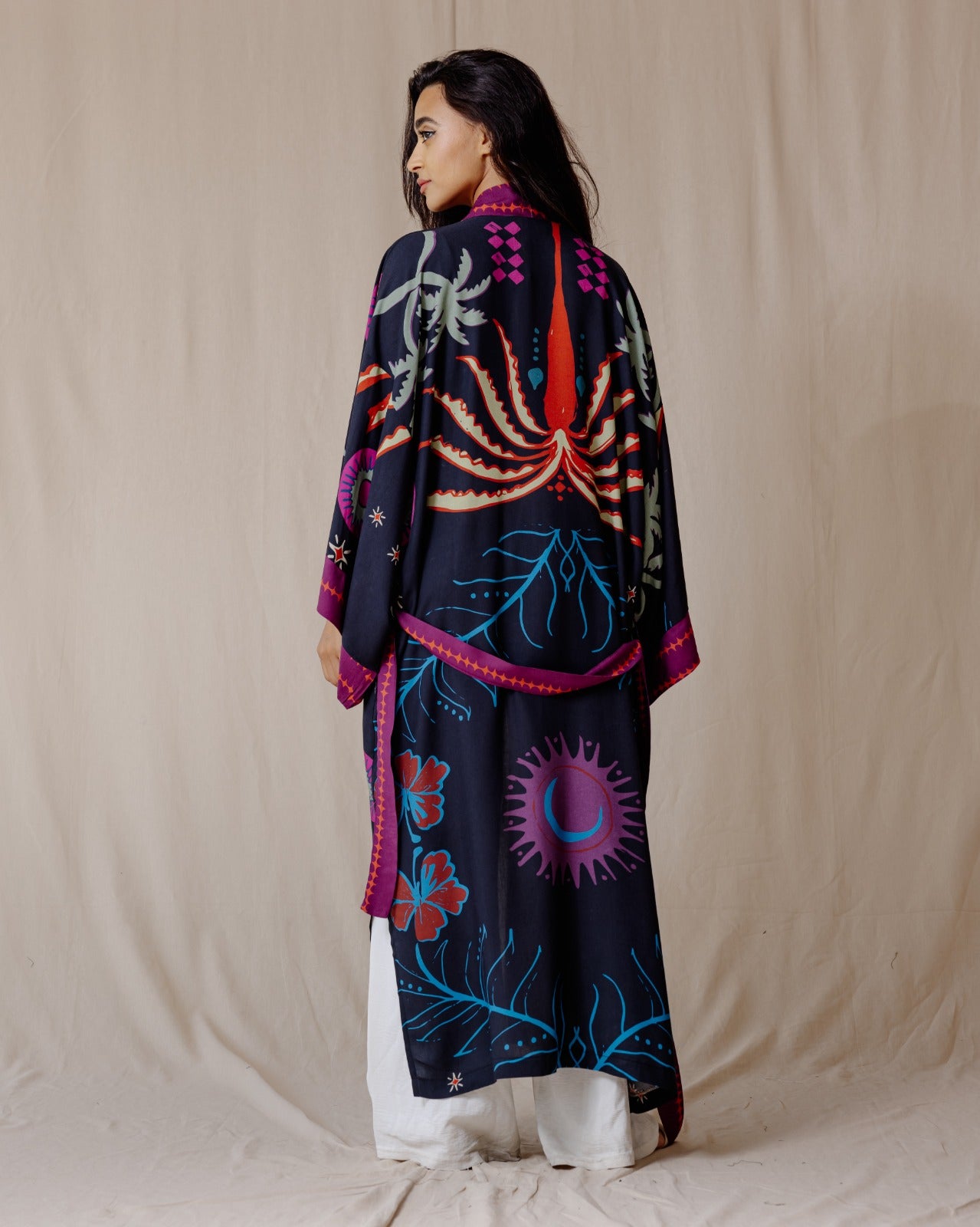 Island Dreams Kimono Navy