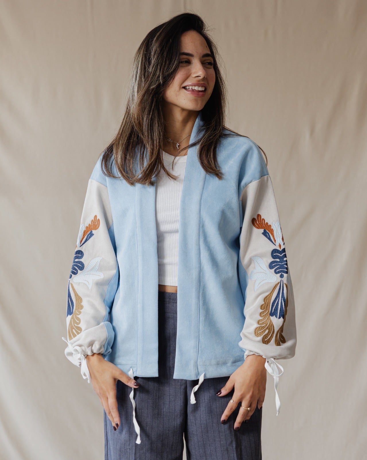 Shiraz Bloom Jacket In Baby Blue