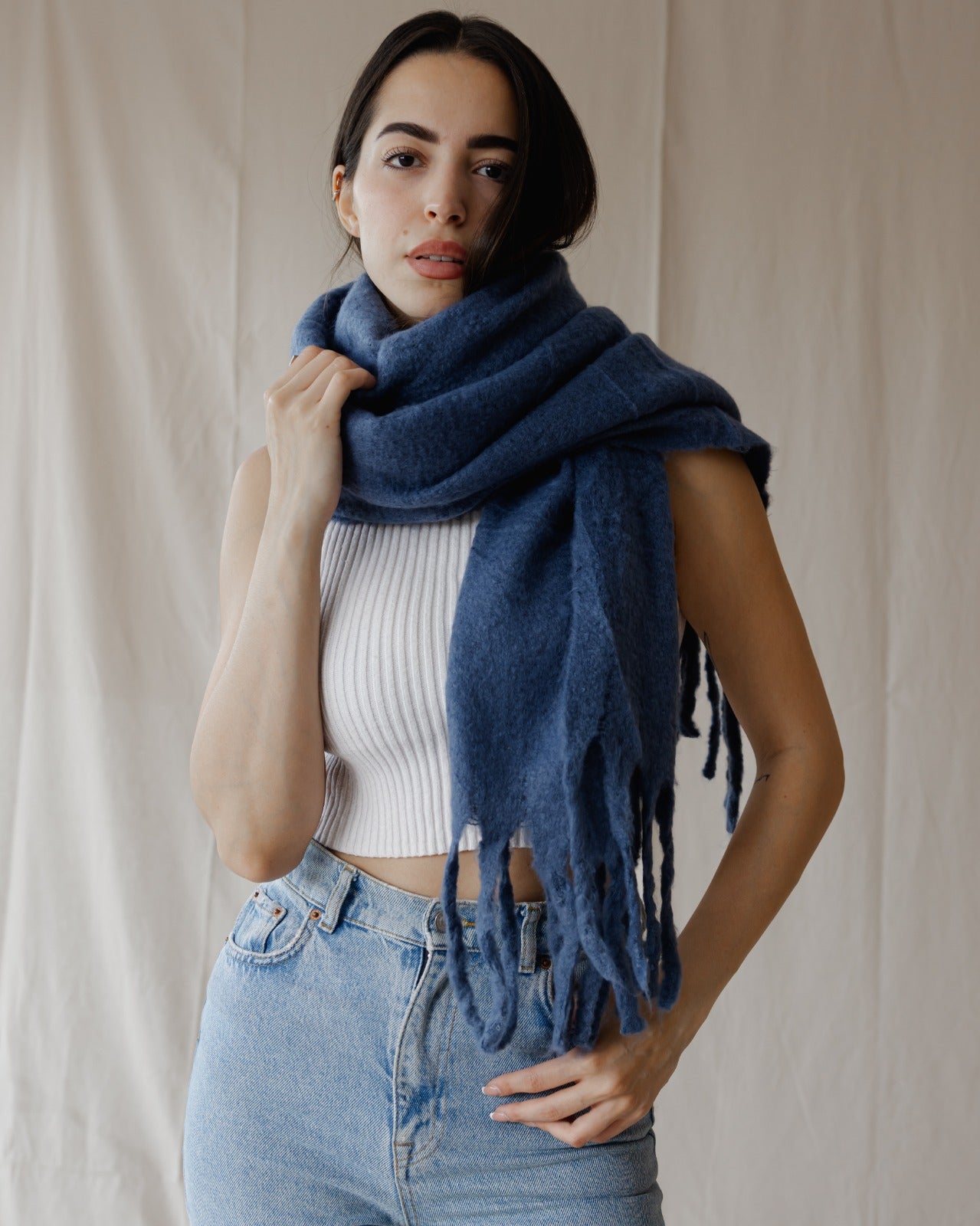 Plain Winter Scarf Petroleum