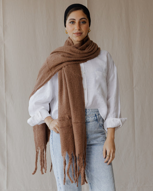 Plain Winter Scarf Brown