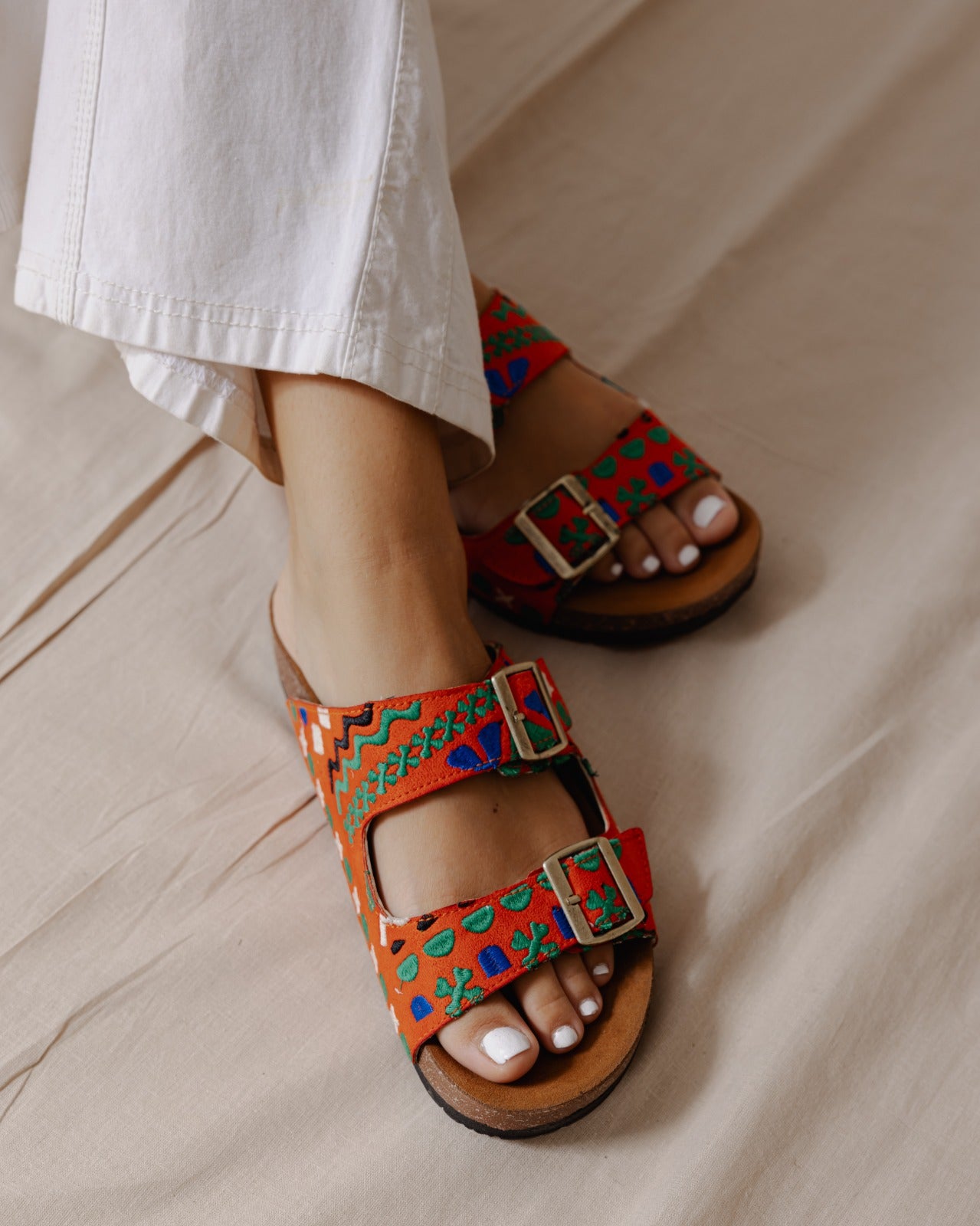 Boho Lines Slides Hot Orange