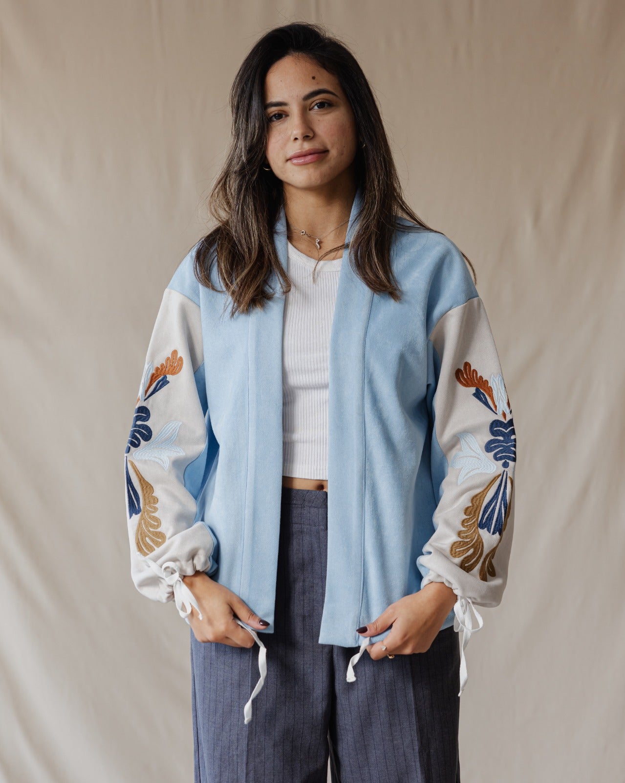 Shiraz Bloom Jacket In Baby Blue