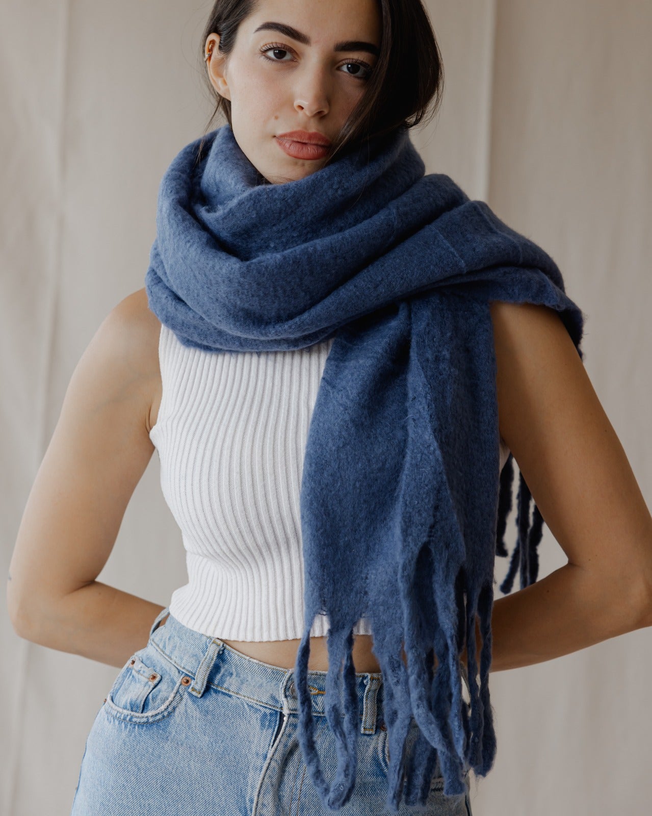 Plain Winter Scarf Petroleum