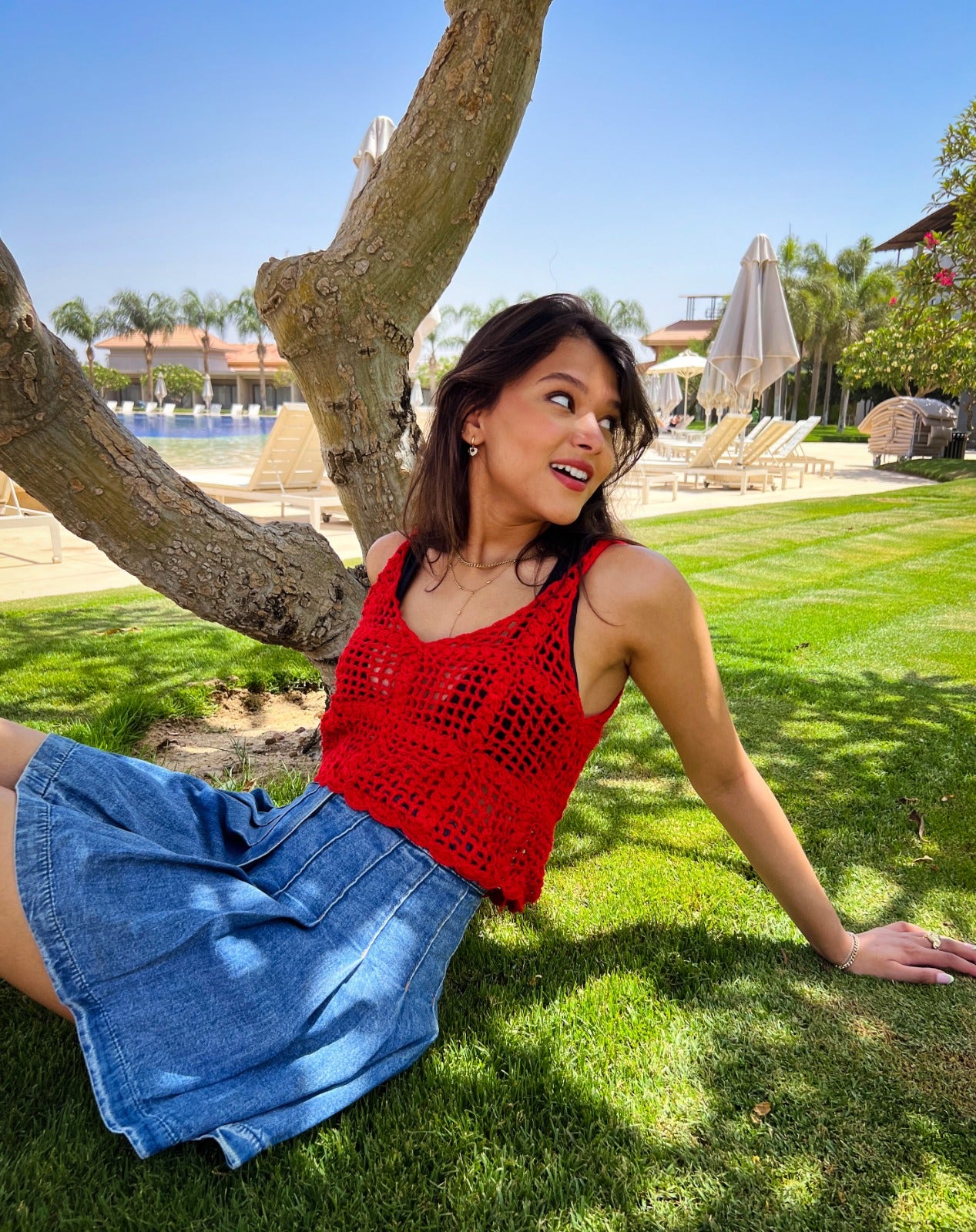 Crochet Strappy Top Red