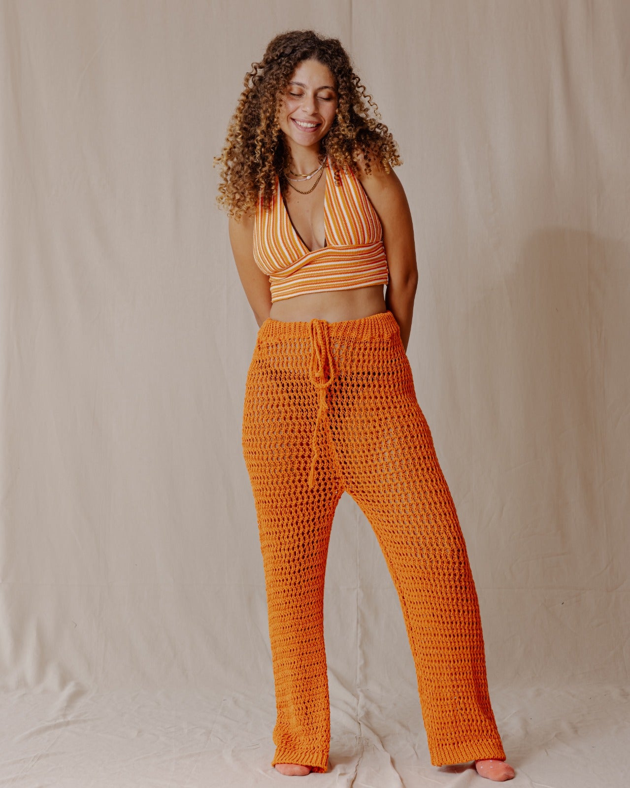 Handmade Crochet Pants Orange