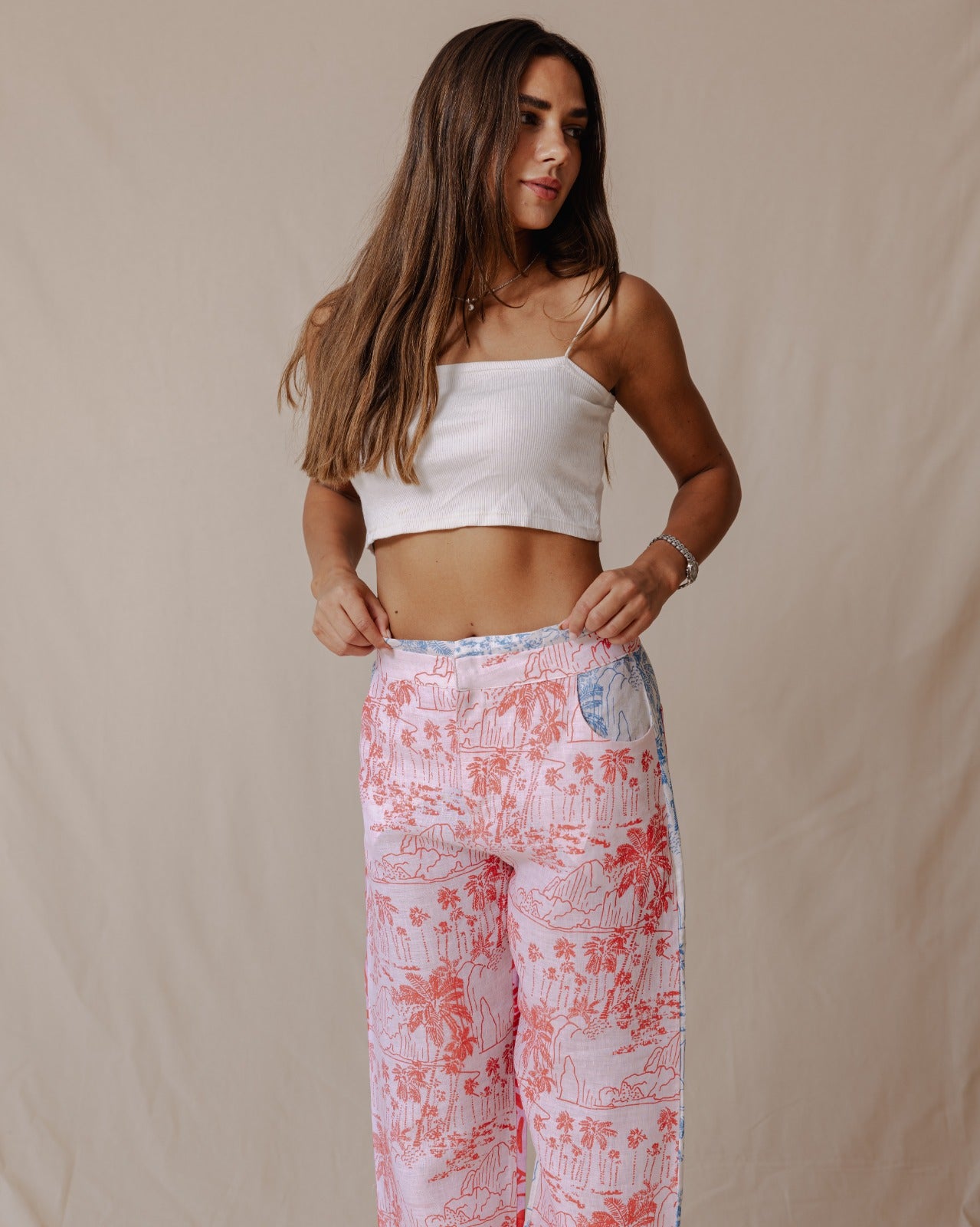 Multiprint Patchwork Linen Pants