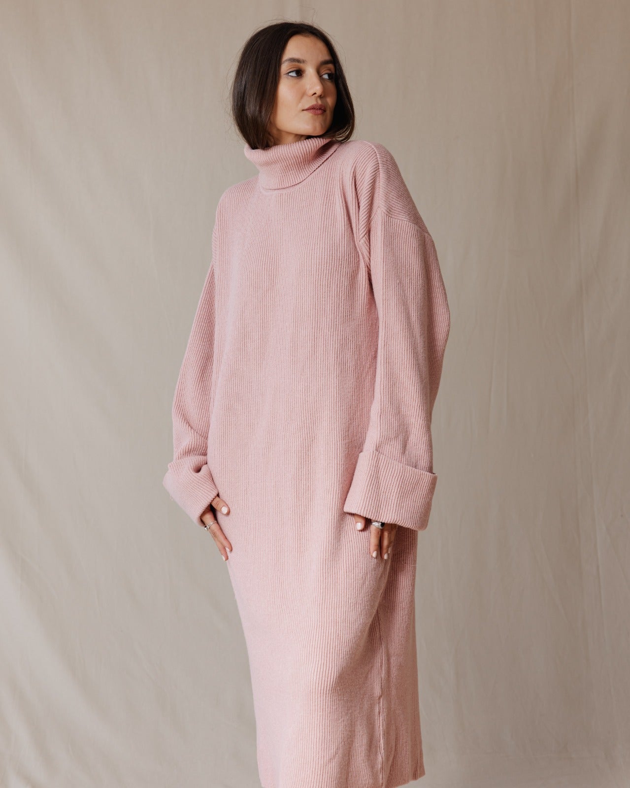 Warm Knit Dress Pink