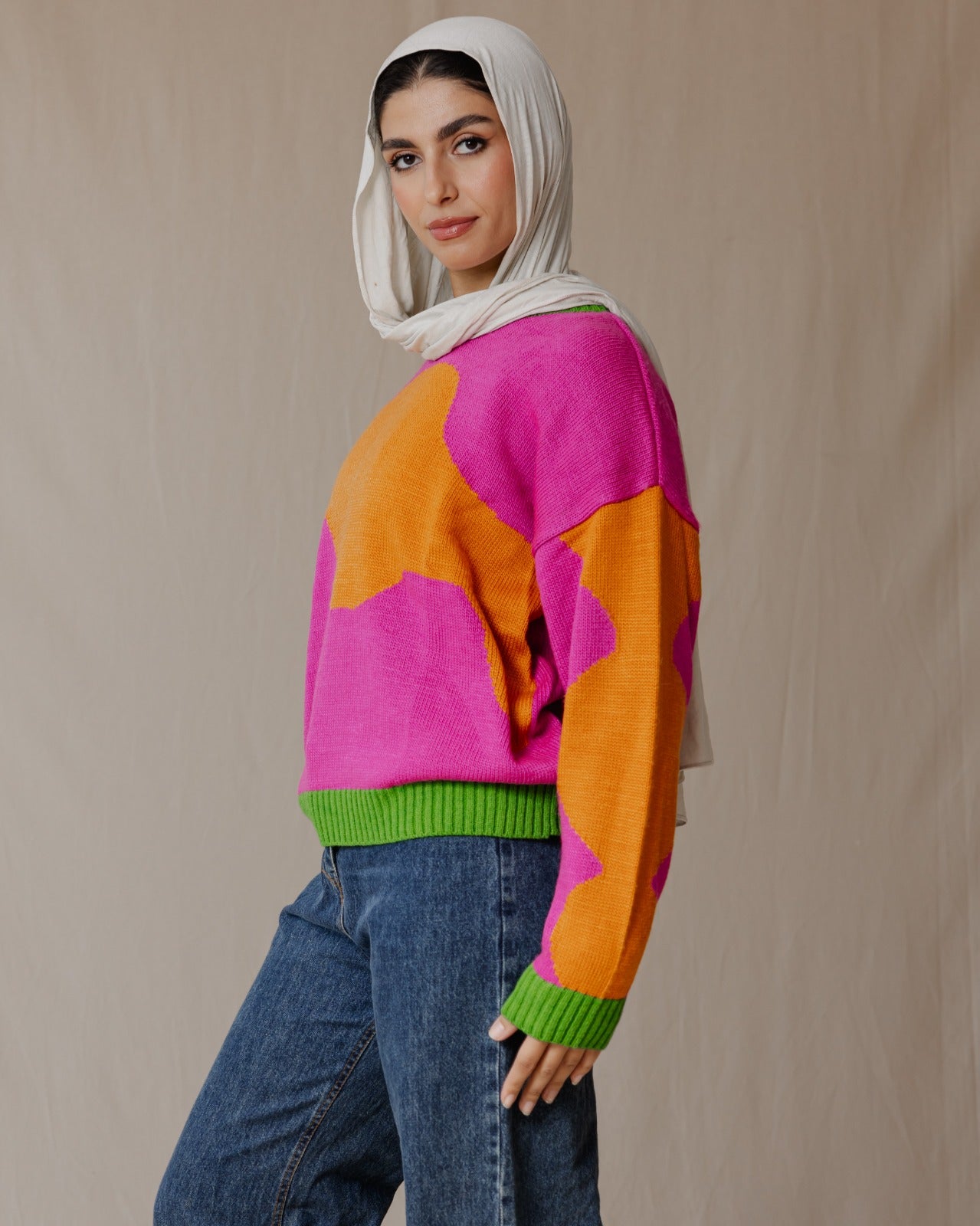 Wave Sweater Orange X Fuschia