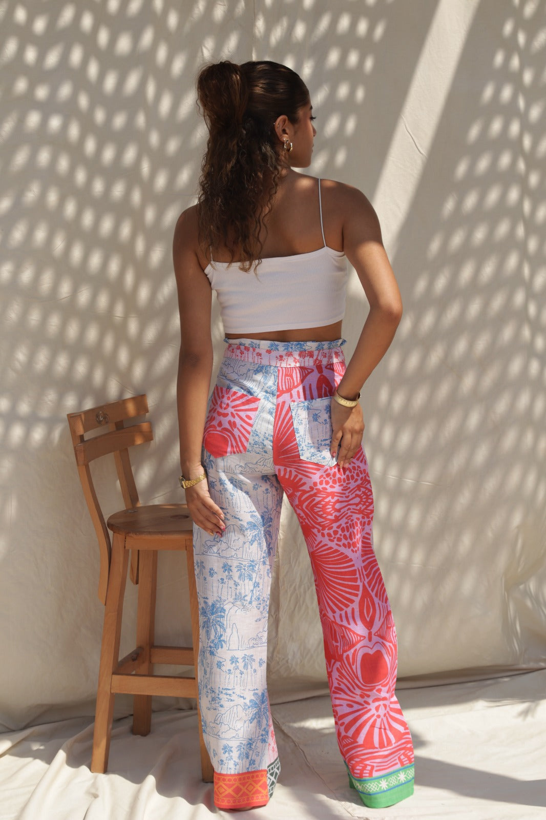 Multiprint Patchwork Linen Pants