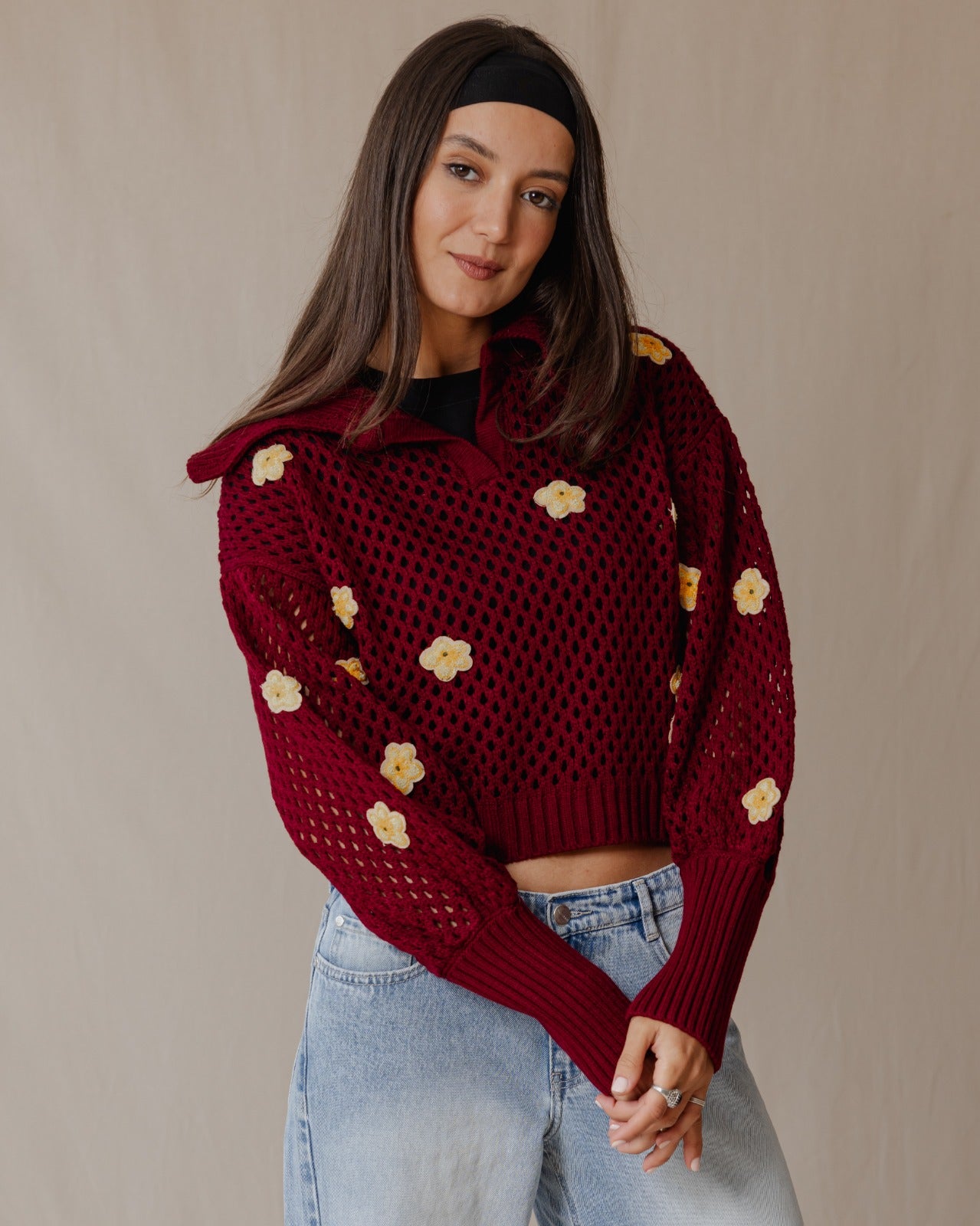 Yasmine Hendi Sweater In Burgundy