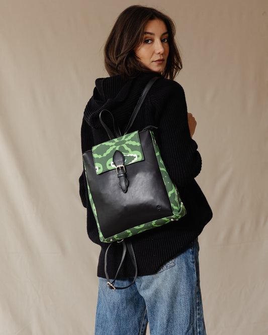 Rectangle Printed Backpack Green