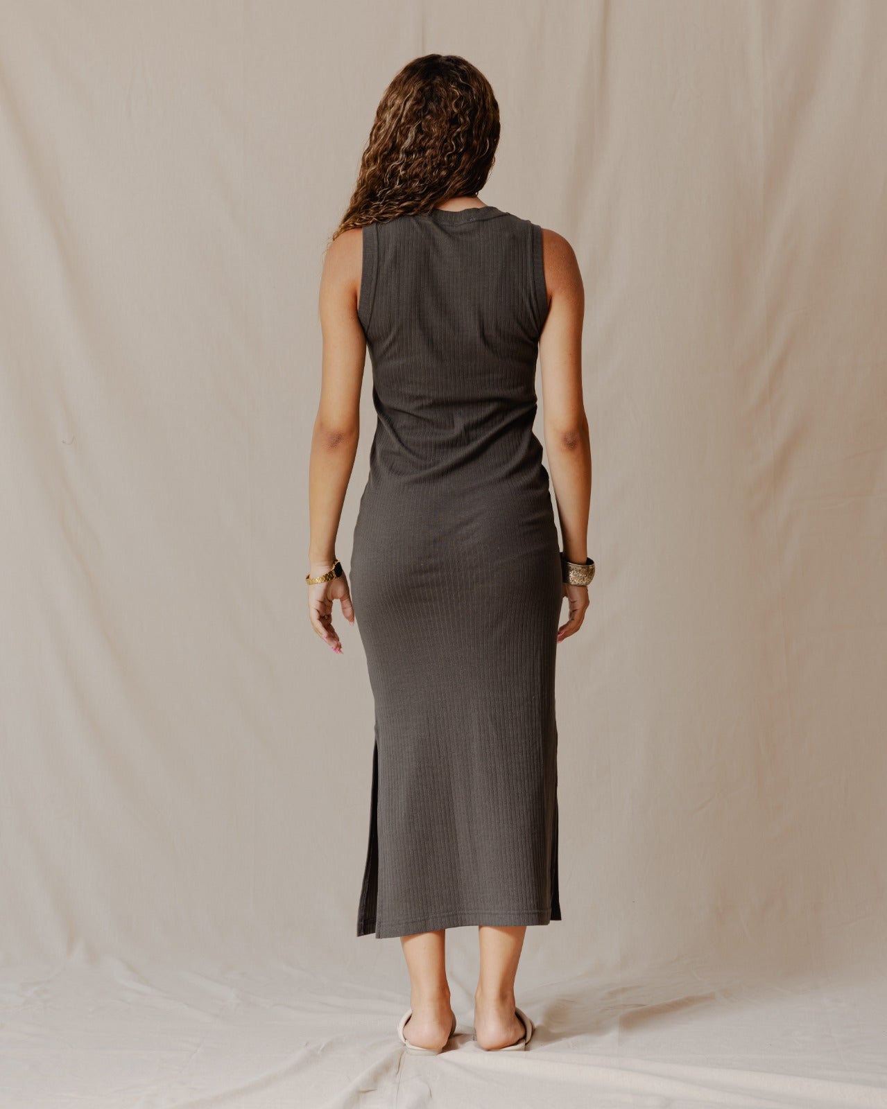 Amelia Ribbed Dress Olive