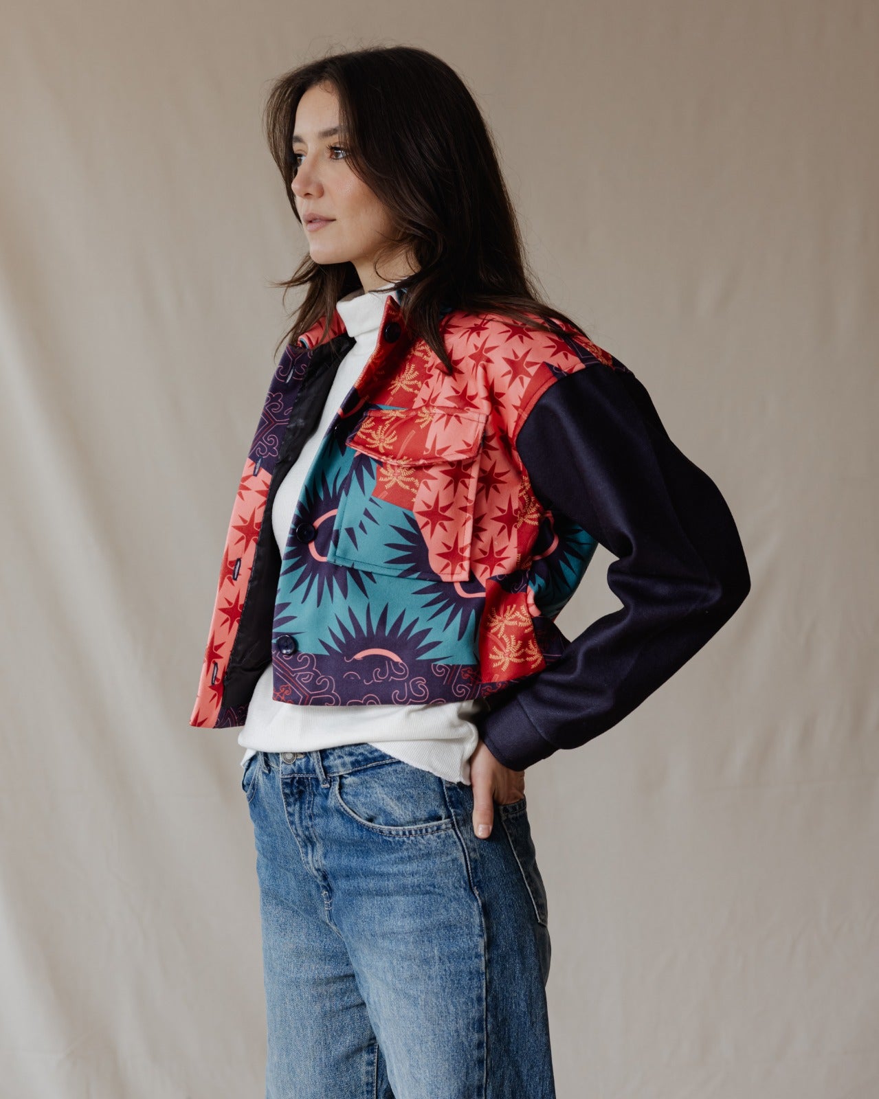 Eclectic Statement Cropped Jacket