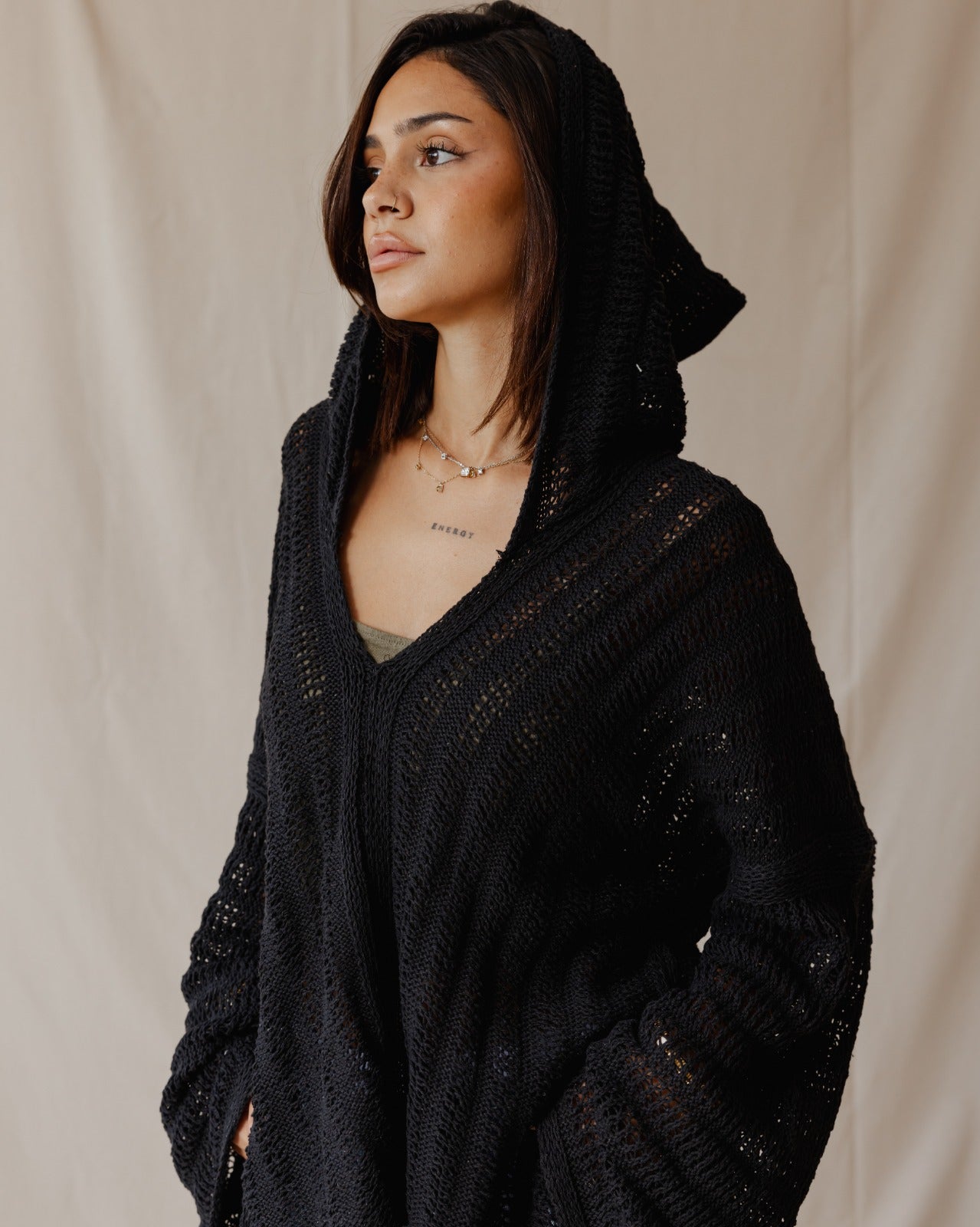 Handmade Trico Hoodie Black