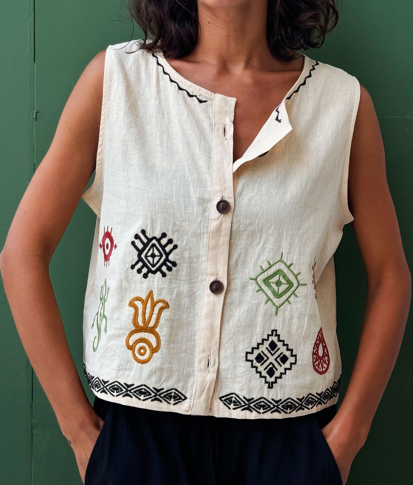 The Boho Lizard Vest Off-White