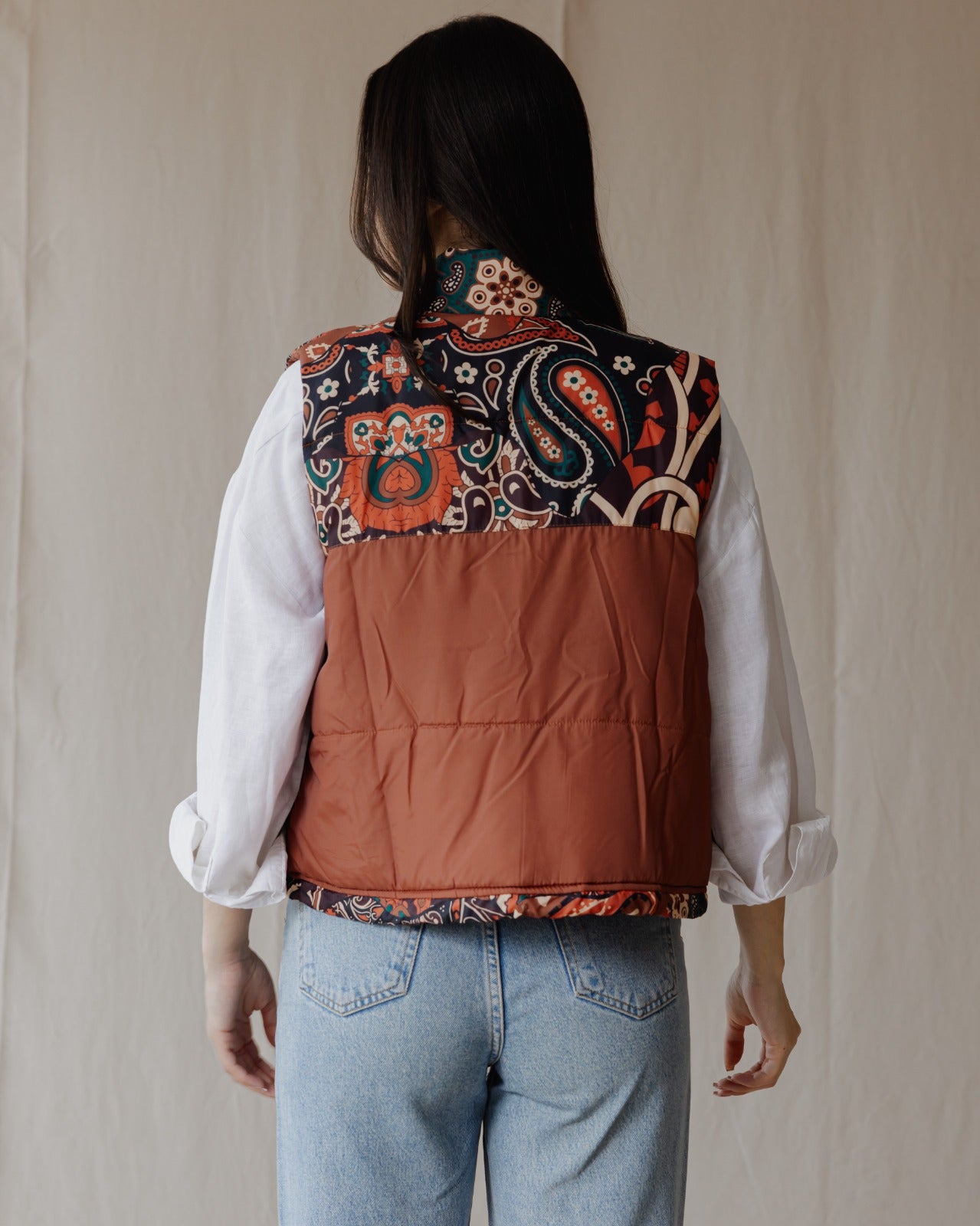 Paisley Waterproof Vest Camel