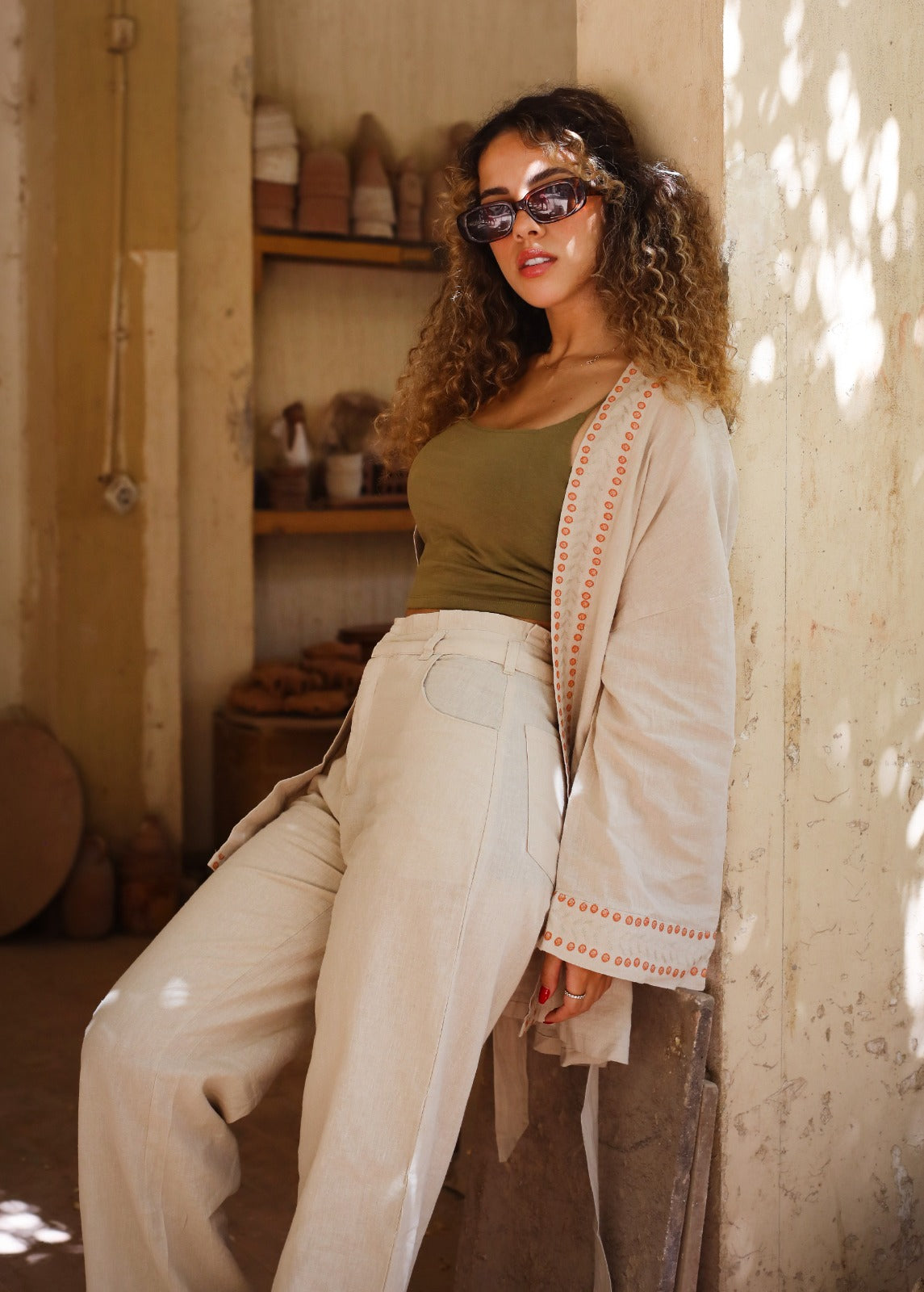 Relaxed Linen Pants Beige