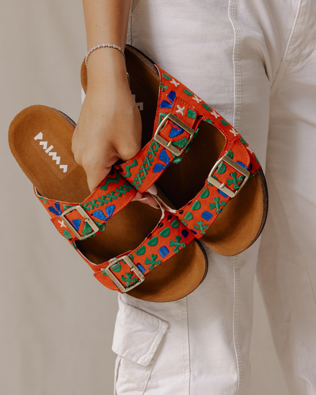 Boho Lines Slides Hot Orange