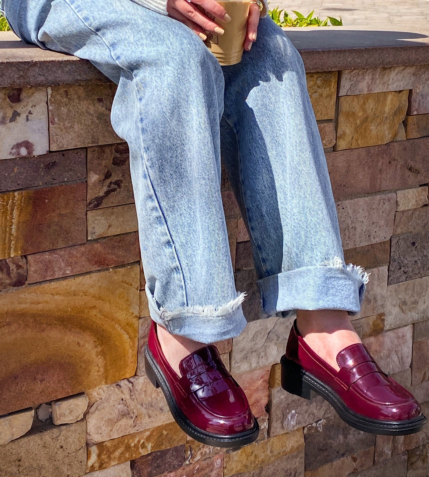 Leather Penny Loafers Burgundy