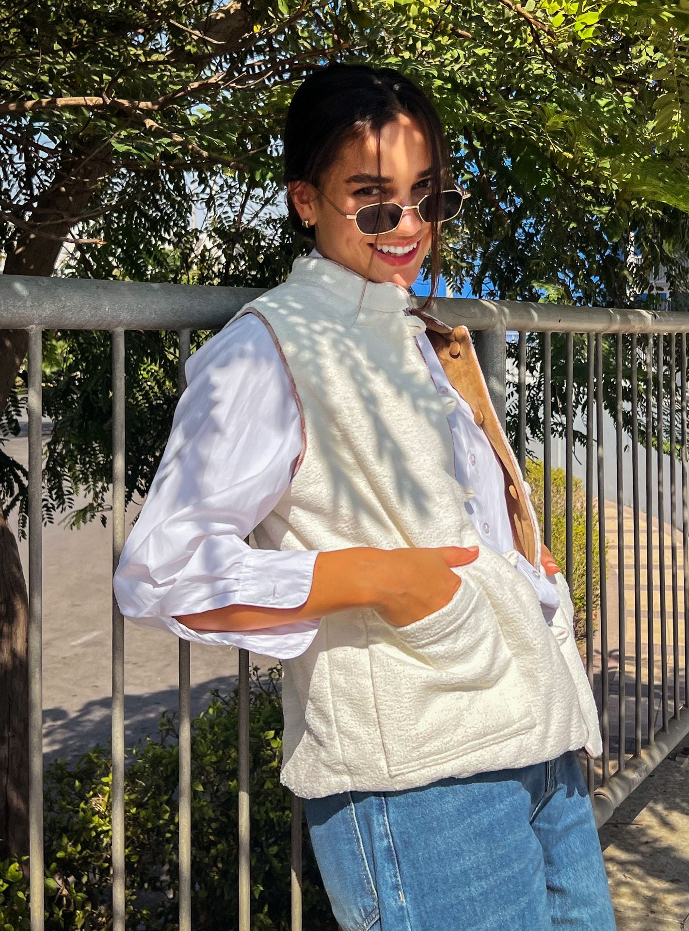 Greta Double Faced Vest Off-White X Havane