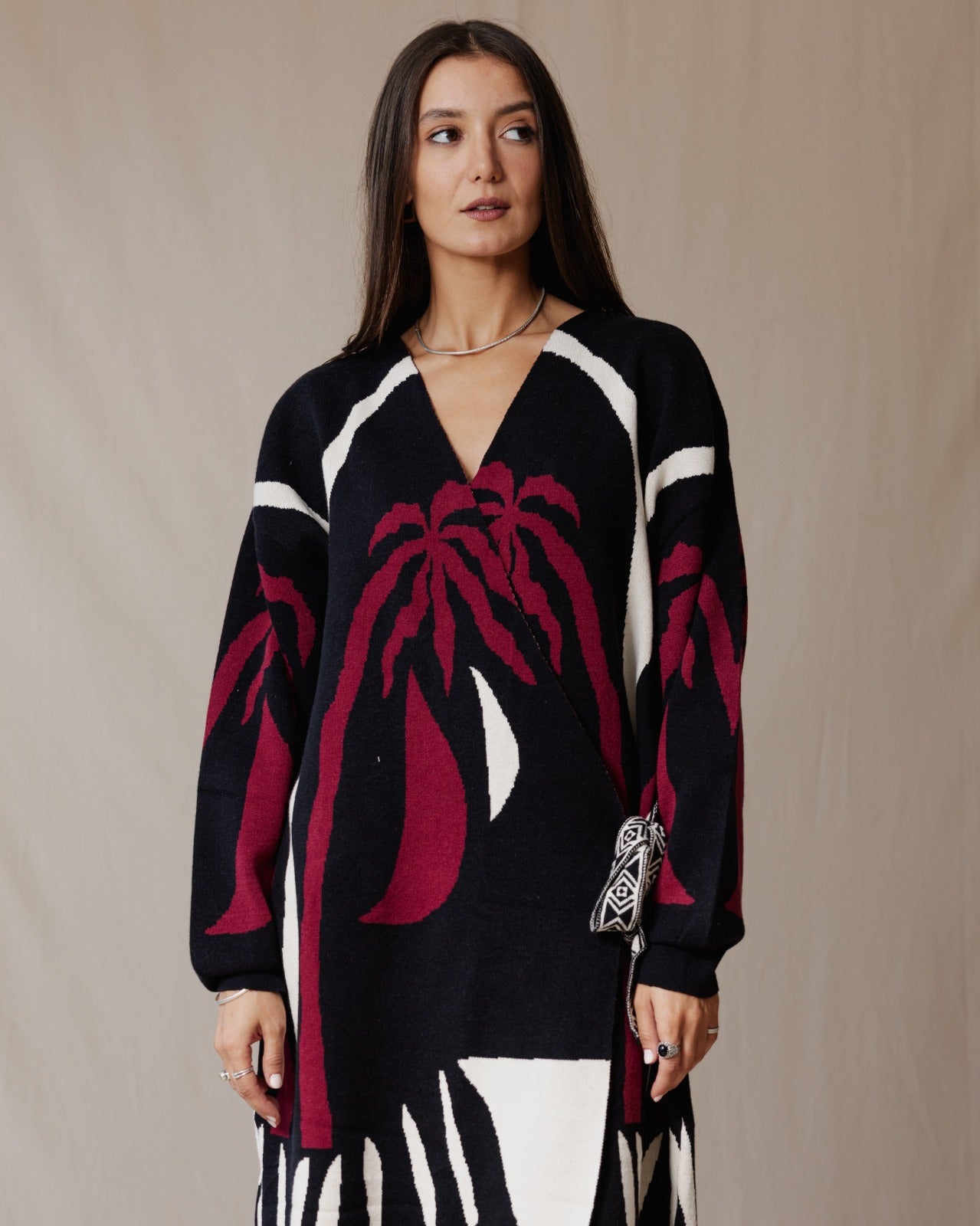 The Windmill Palm Knitted Dress Red