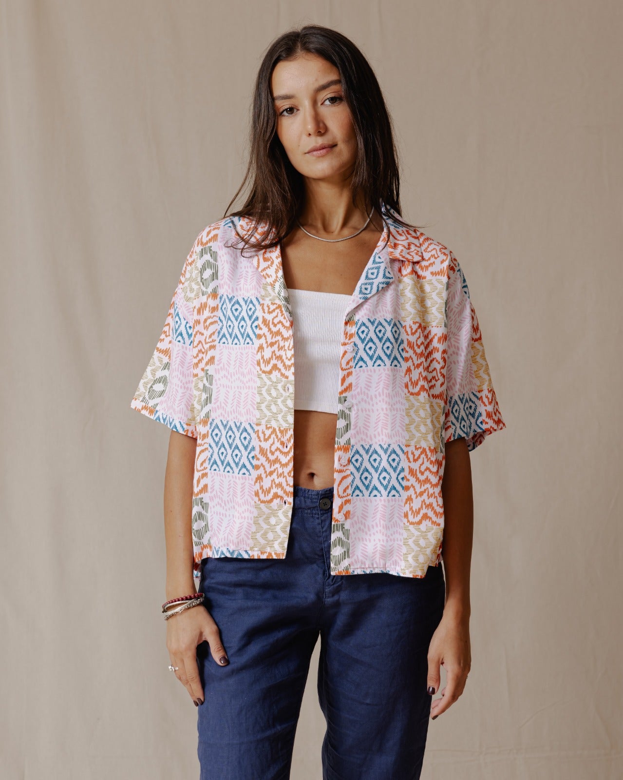 Summer Patchwork Shirt Yellow