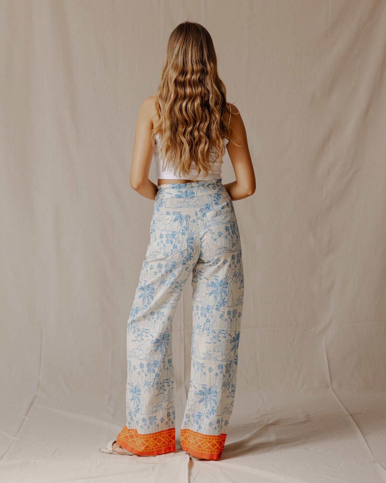 Coast Palm Linen Pants Blue