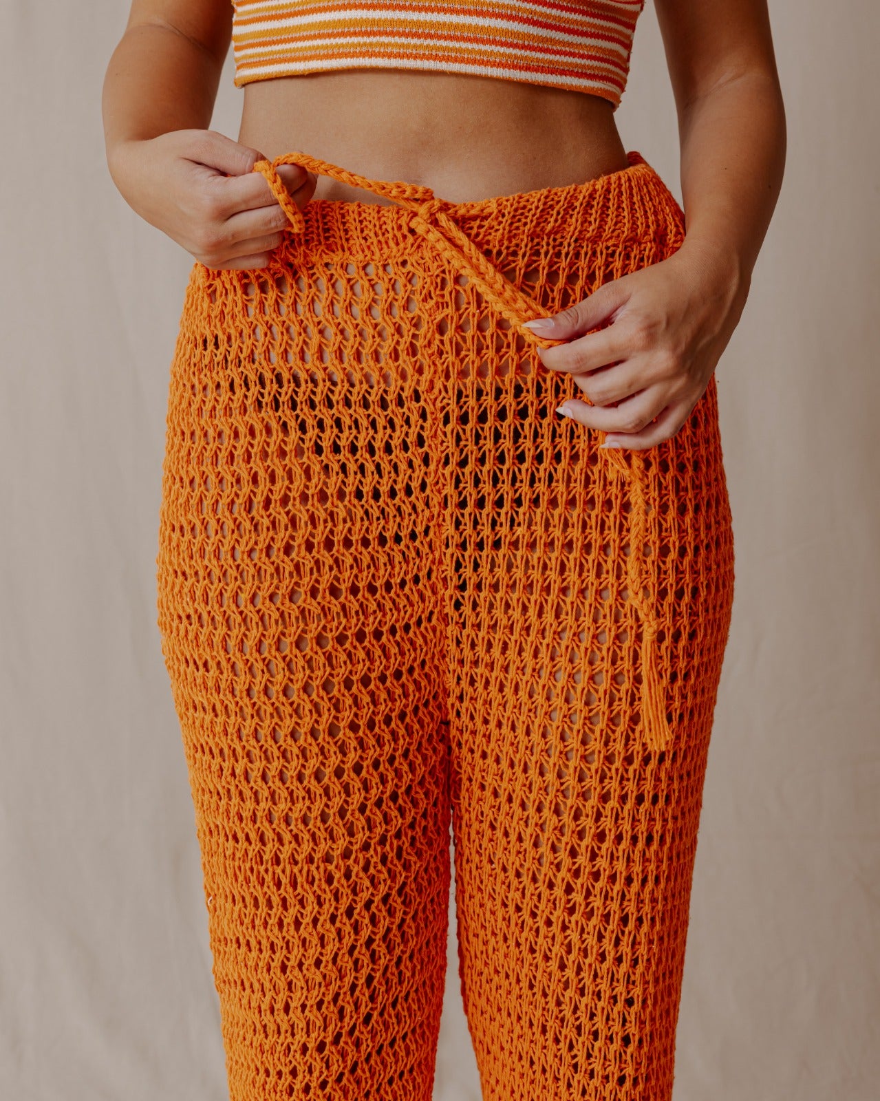 Handmade Crochet Pants Orange