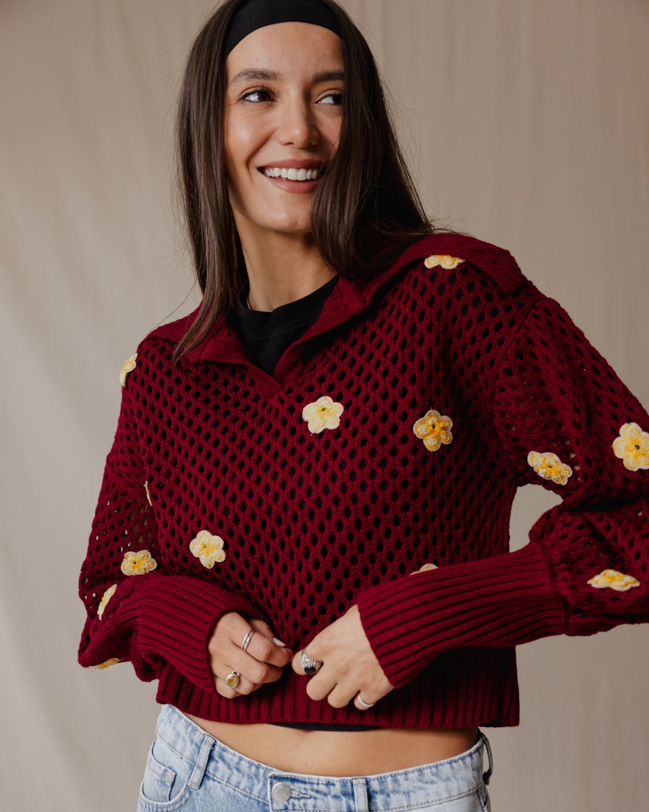 Yasmine Hendi Sweater In Burgundy