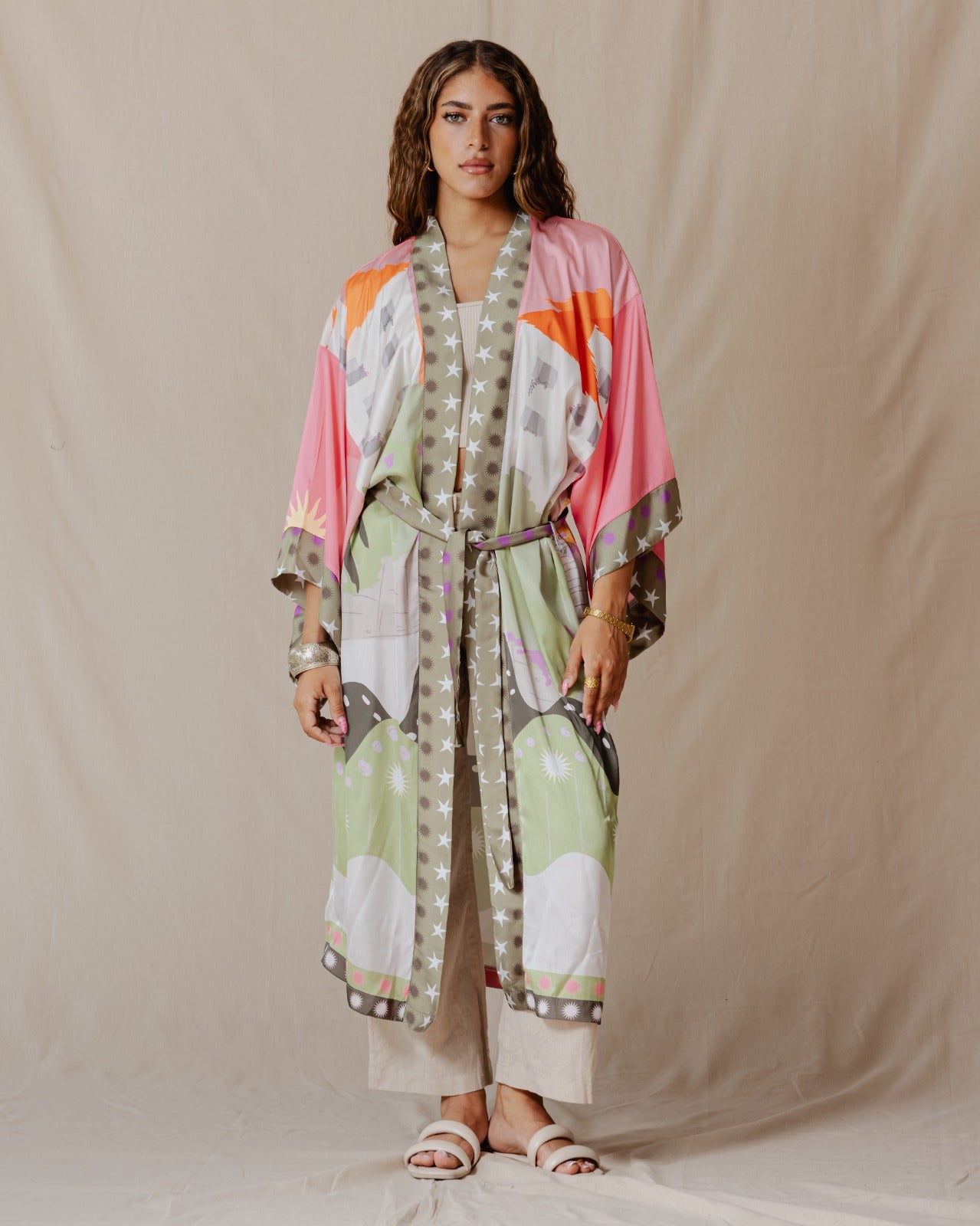 The Valley Satin Kimono Pink