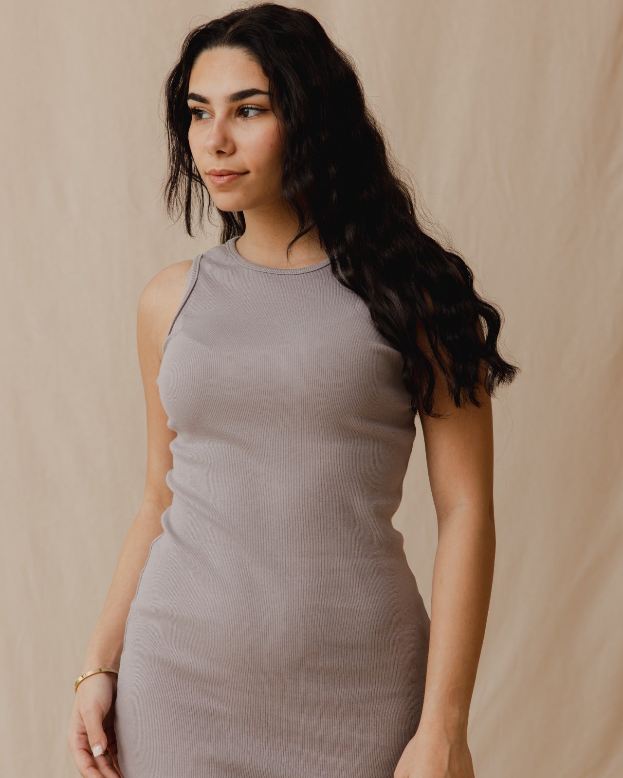 Sleeveless Ribbed Dress Lilac