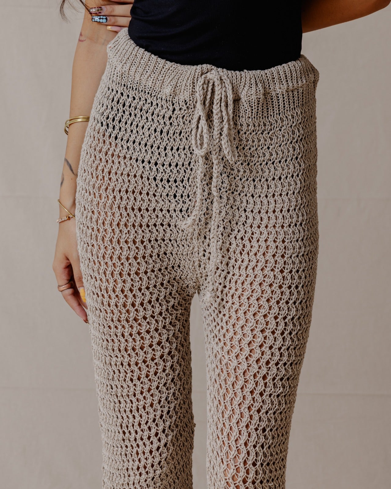 Handmade Crochet Pants Beige