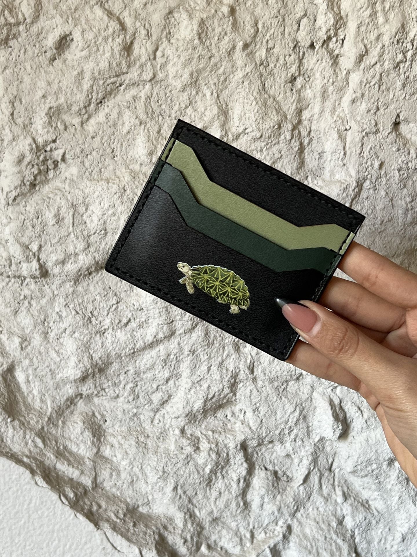 Wild Turtle Card Holder In Black