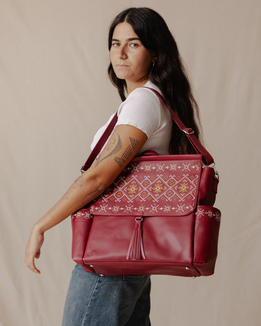 Diaper Bag Blossom Burgundy