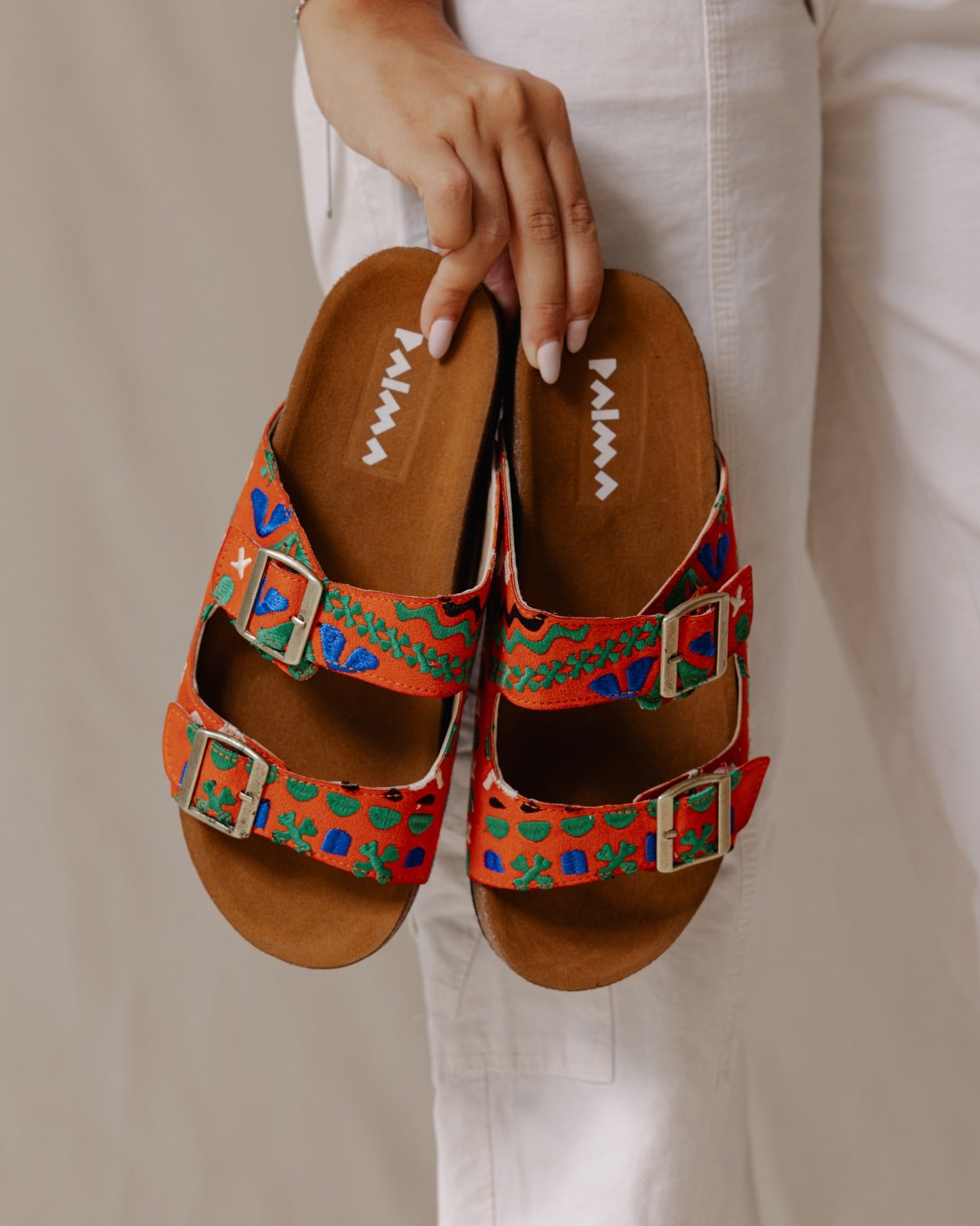 Boho Lines Slides Hot Orange