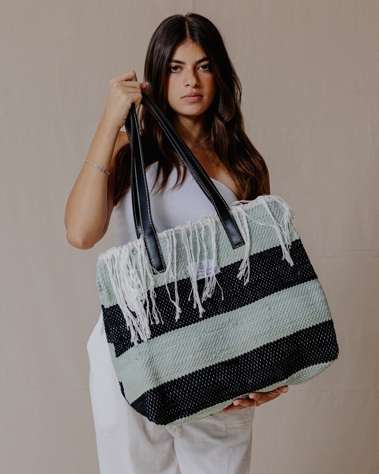 Kilim Tote Black X Mint