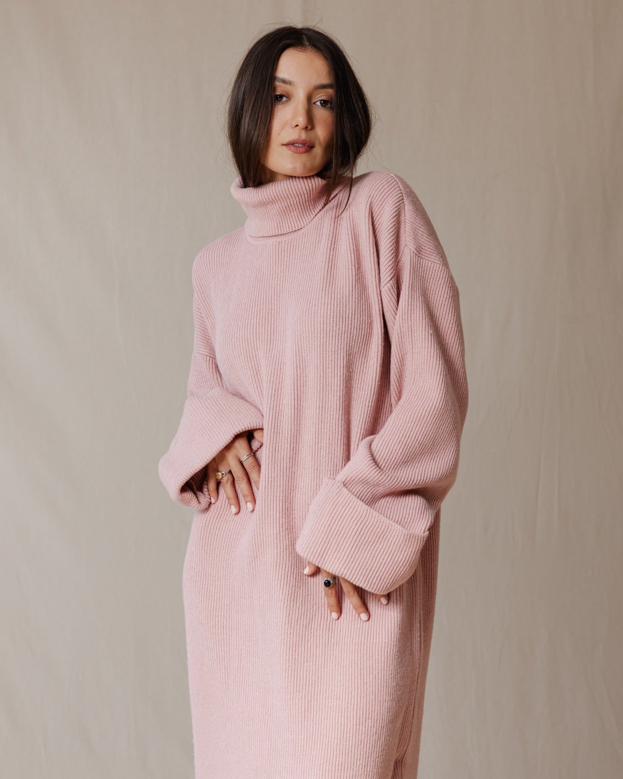 Warm Knit Dress Pink