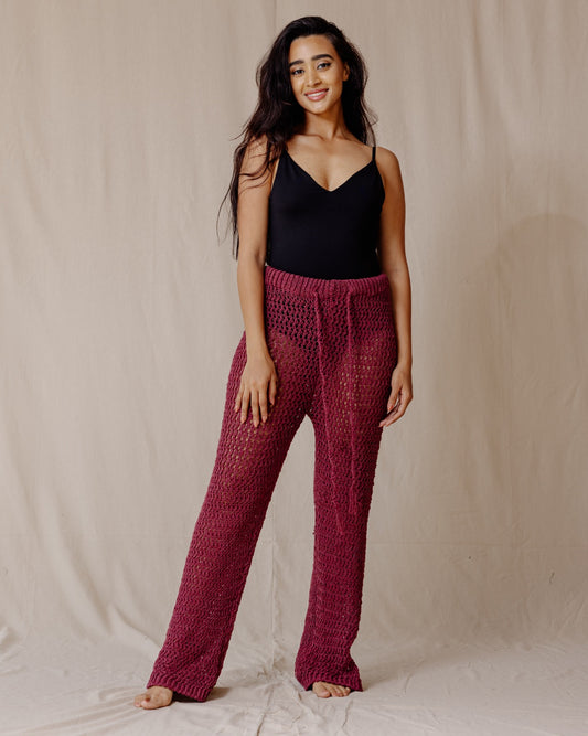 Handmade Crochet Pants Burgundy