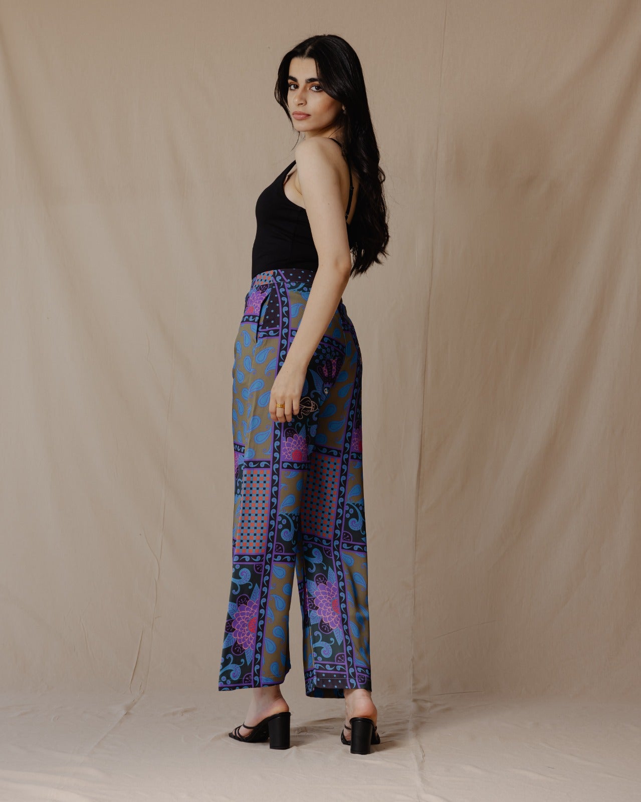 Paisley Patchwork Pants Olive X Purple